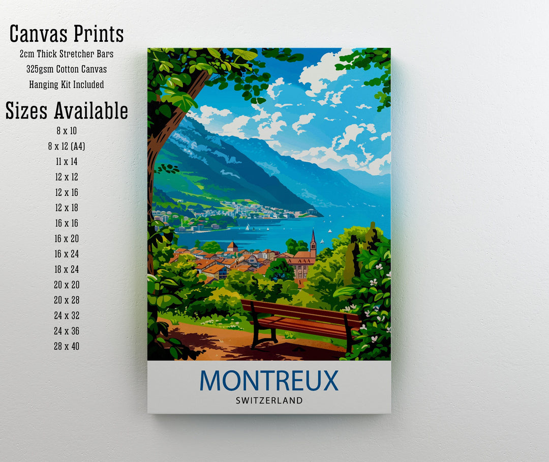 Montreux Switzerland Travel Print Wall Decor Wall Art Montreux Wall Hanging Home Décor Montreux Gift Art Lovers Switzerland Art Lover Gift