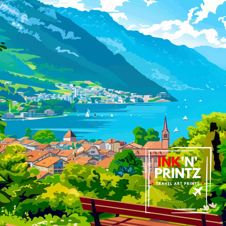 Montreux Switzerland Travel Print Wall Decor Wall Art Montreux Wall Hanging Home Décor Montreux Gift Art Lovers Switzerland Art Lover Gift