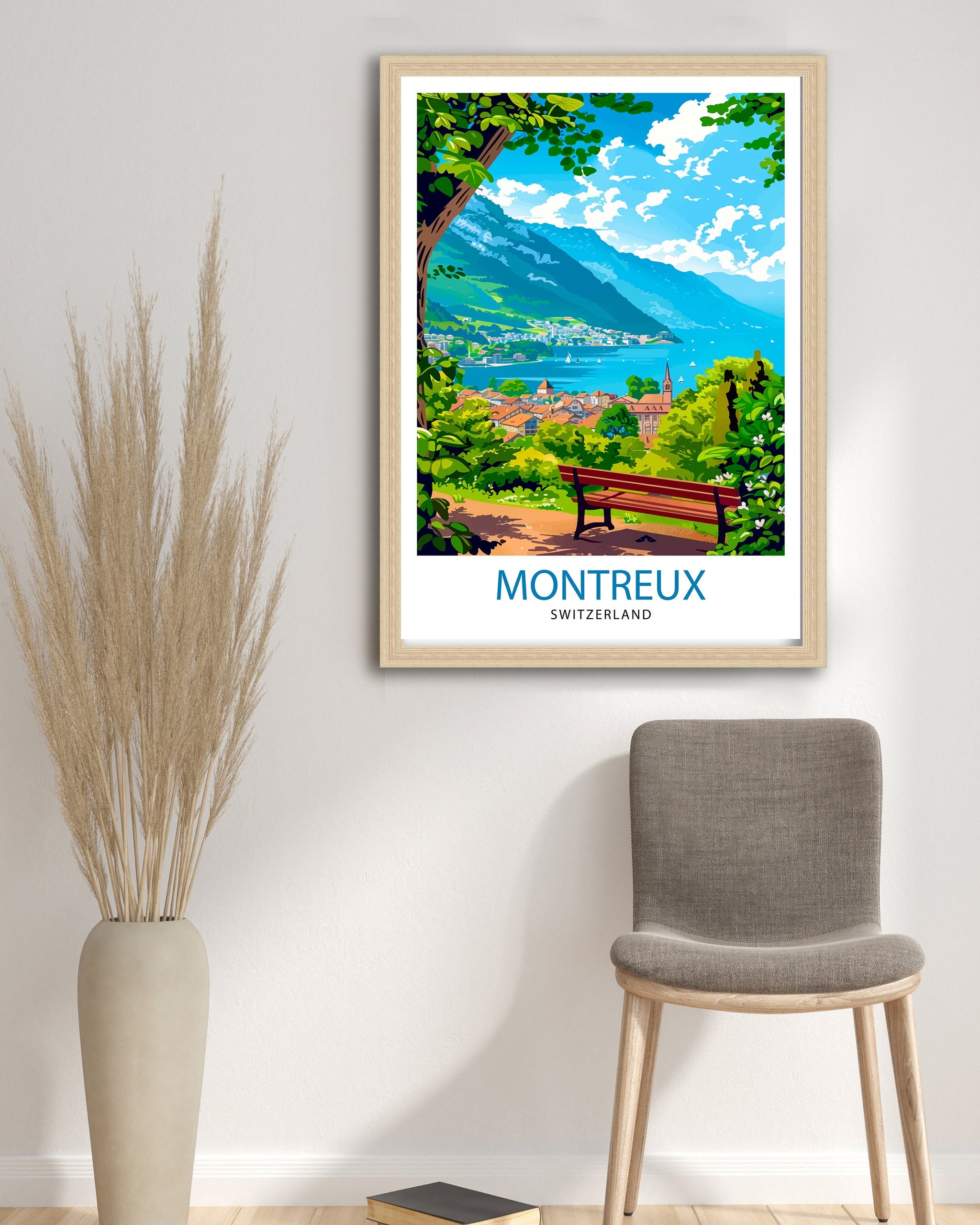 Montreux Switzerland Travel Print Wall Decor Wall Art Montreux Wall Hanging Home Décor Montreux Gift Art Lovers Switzerland Art Lover Gift
