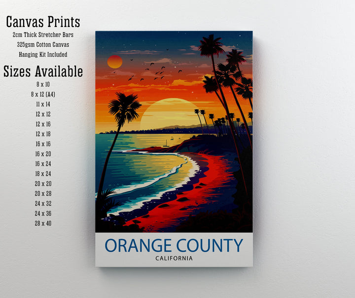 Orange County California Travel Print Wall Decor OC Wall Decor Orange County Poster California Travel Prints OC Art Print OC Illustration