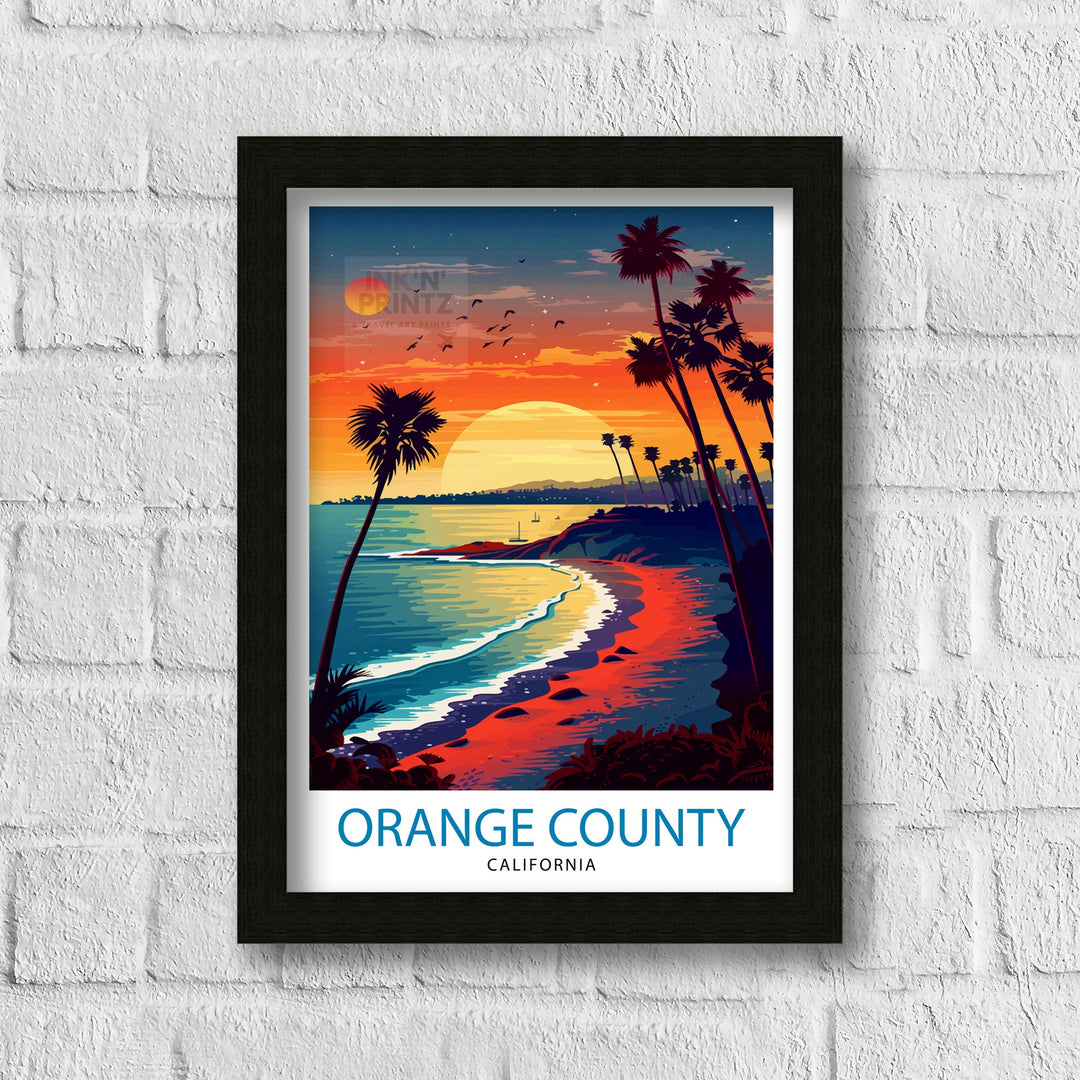 Orange County California Travel Print Wall Decor OC Wall Decor Orange County Poster California Travel Prints OC Art Print OC Illustration