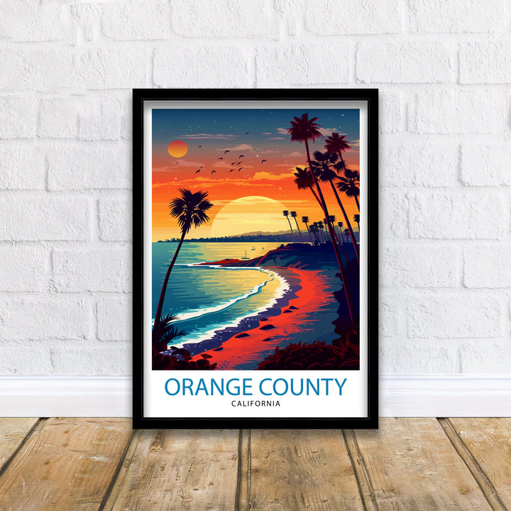 Orange County California Travel Print Wall Decor OC Wall Decor Orange County Poster California Travel Prints OC Art Print OC Illustration