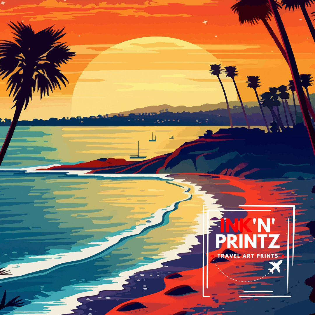 Orange County California Travel Print Wall Decor OC Wall Decor Orange County Poster California Travel Prints OC Art Print OC Illustration