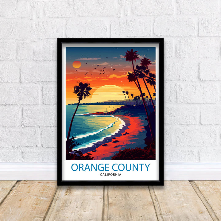 Orange County California Travel Print Wall Decor OC Wall Decor Orange County Poster California Travel Prints OC Art Print OC Illustration