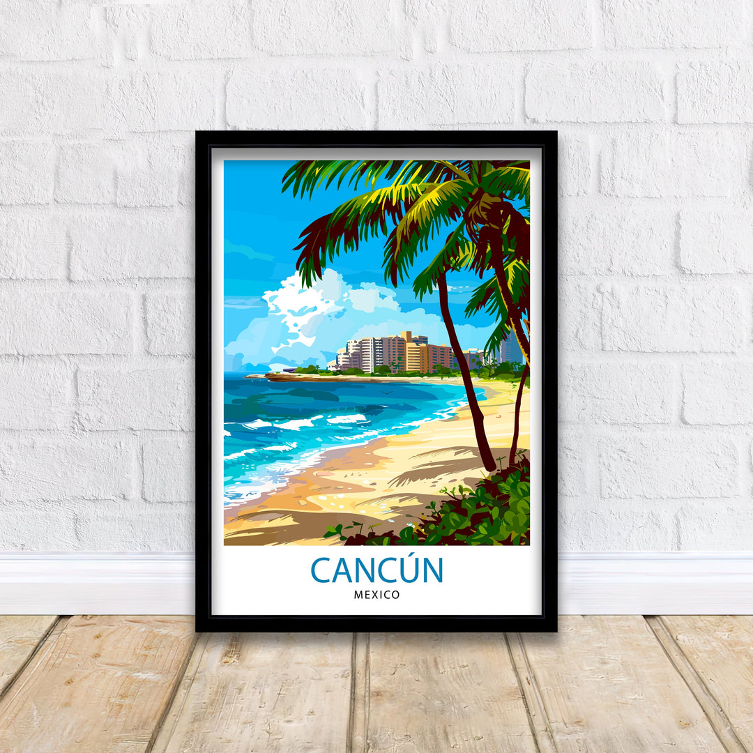 Cancun Mexico Travel Print Cancun Wall Decor Cancun Home Living Decor Cancun Illustration Travel Poster Gift for Cancun Mexico Home Decor