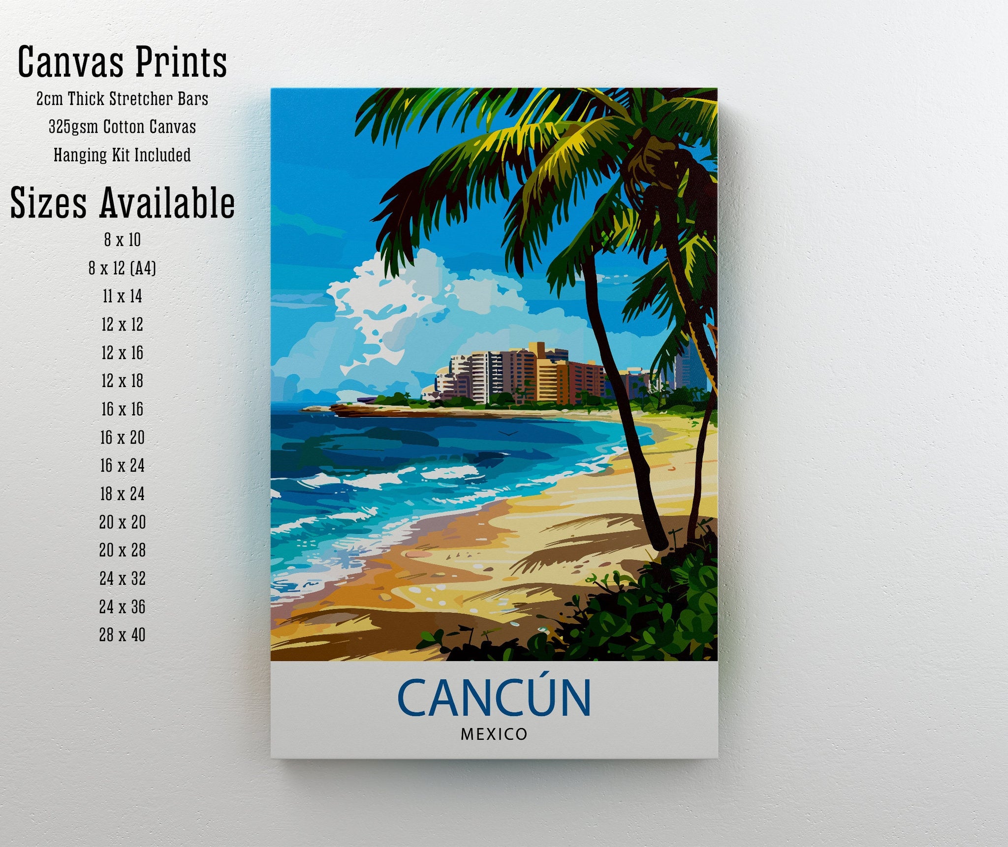 Cancun Mexico Travel Print Cancun Wall Decor Cancun Home Living Decor Cancun Illustration Travel Poster Gift for Cancun Mexico Home Decor