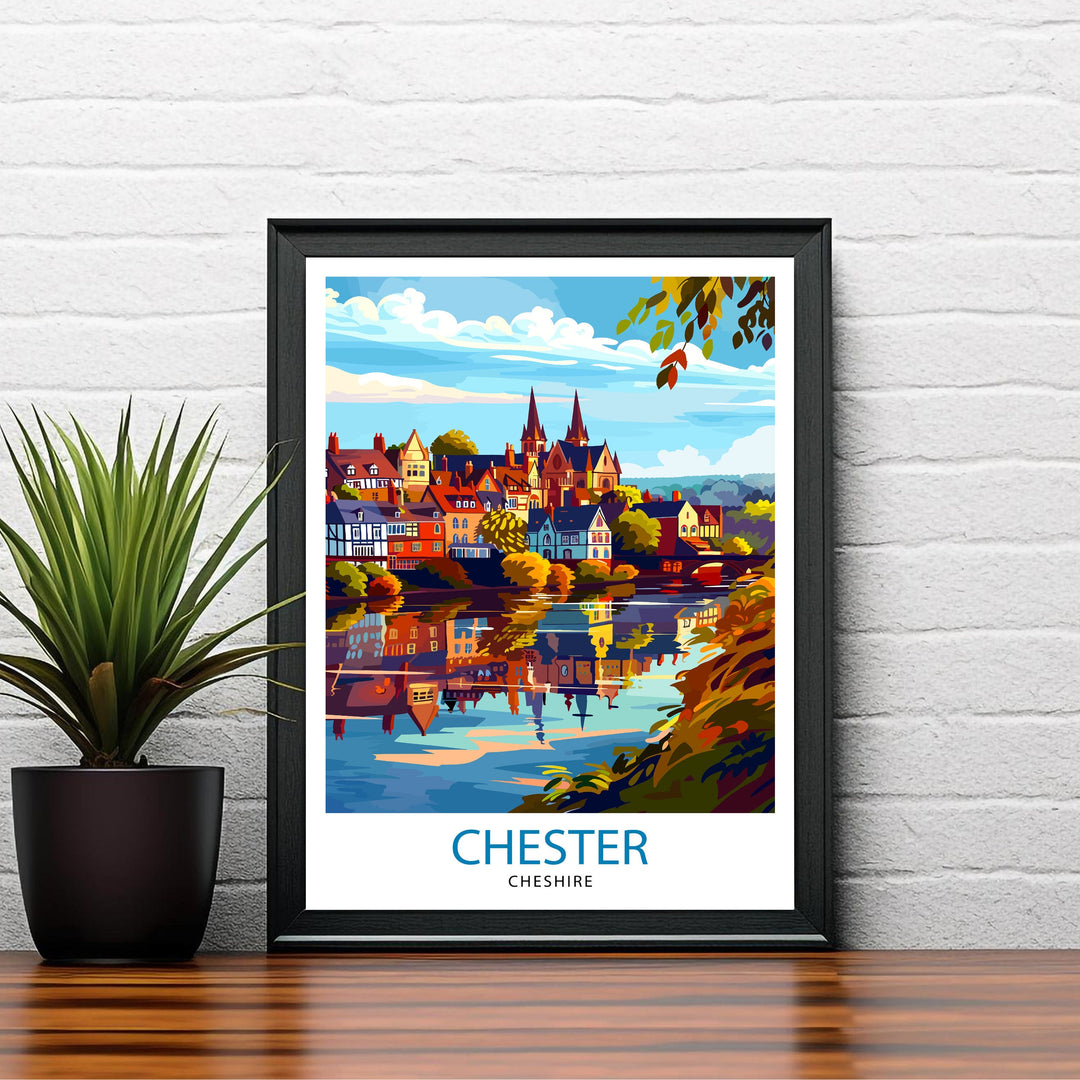 Chester England Travel Print Wall Decor Wall Art Chester Wall Hanging Home Décor Chester Gift Art Lovers UK Art Lover Gift Print Art