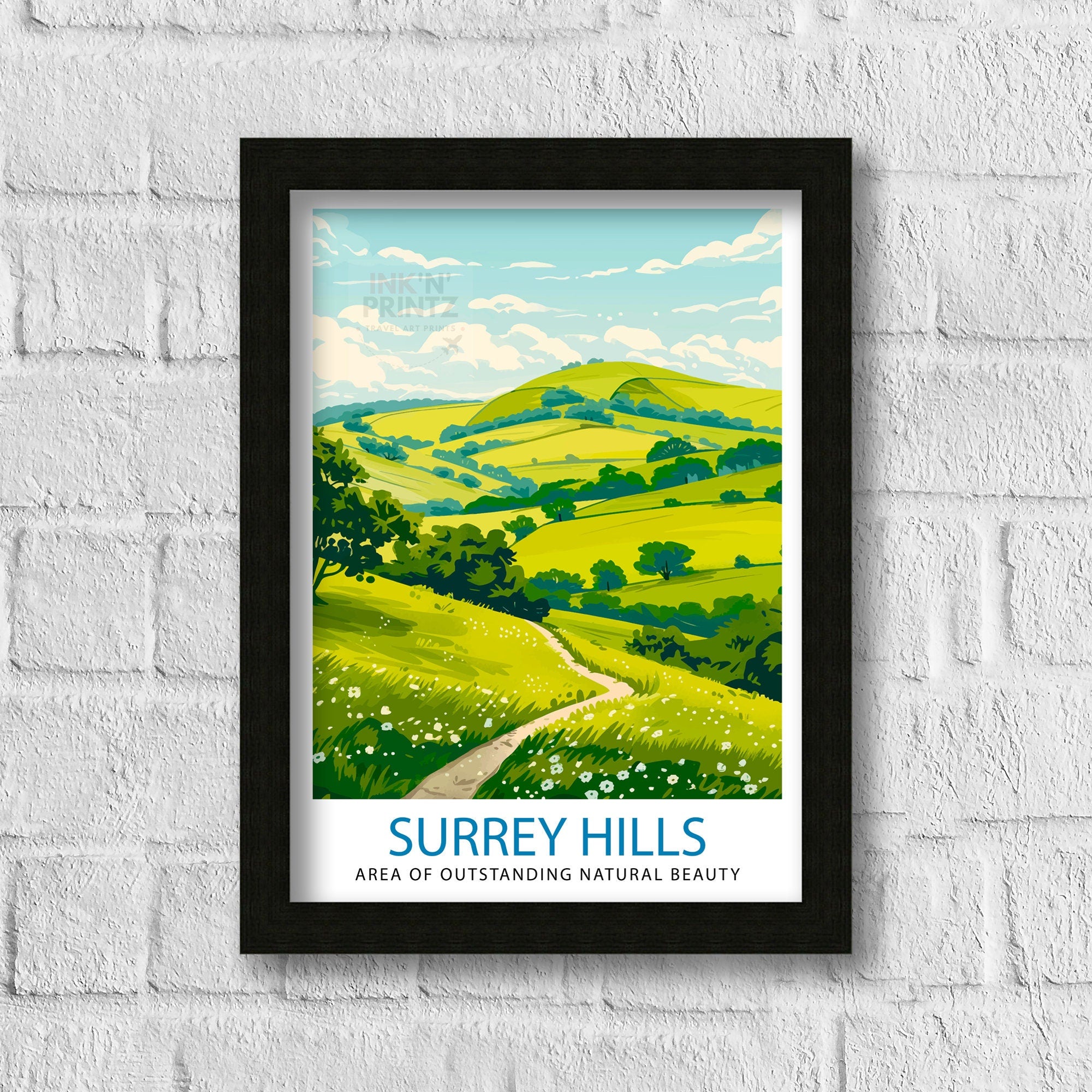 Surrey Hills Travel Print Wall Art Surrey Hills Wall Hanging Home Décor Surrey Hills Gift Art Lovers England Art Lover Gift Print Art