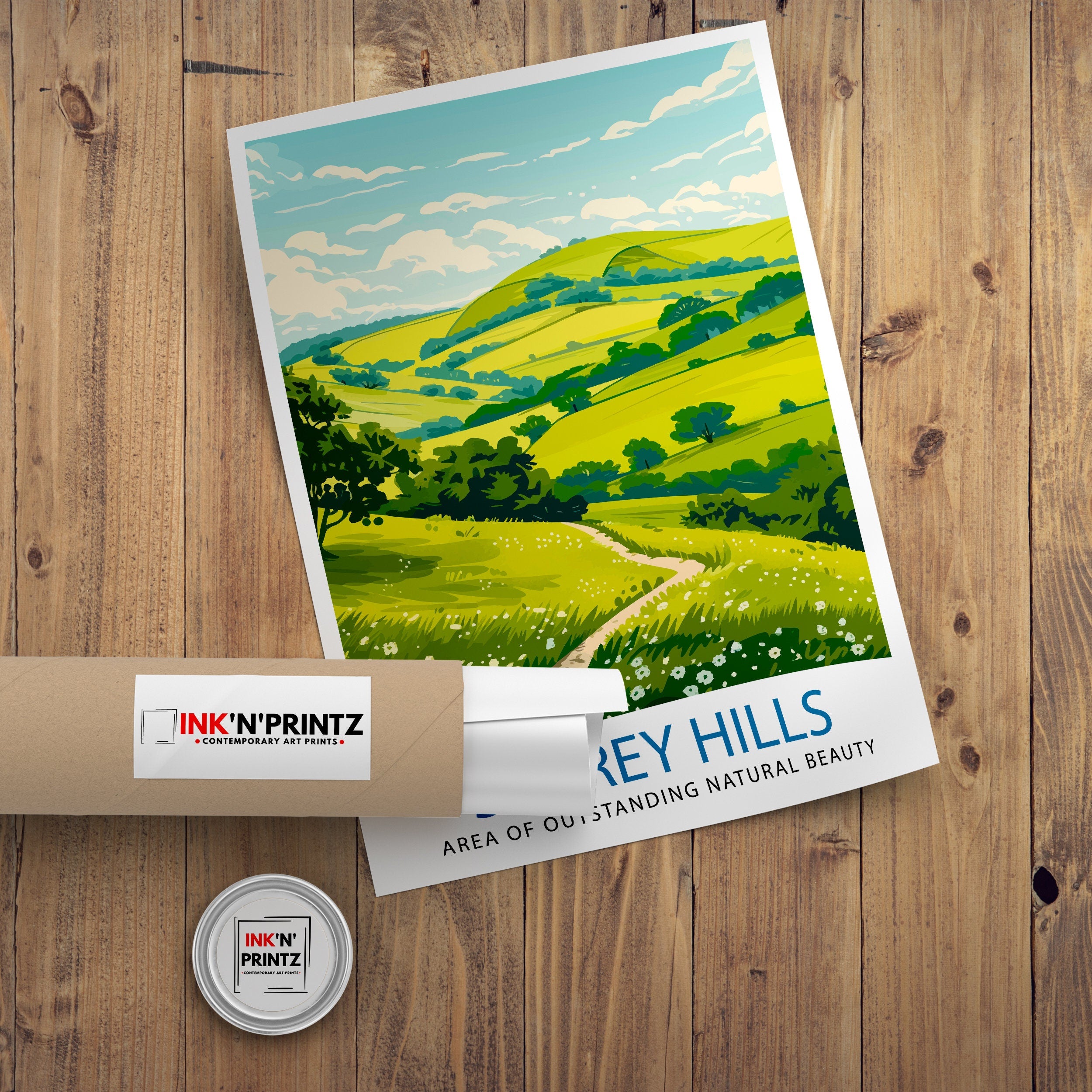 Surrey Hills Travel Print Wall Art Surrey Hills Wall Hanging Home Décor Surrey Hills Gift Art Lovers England Art Lover Gift Print Art