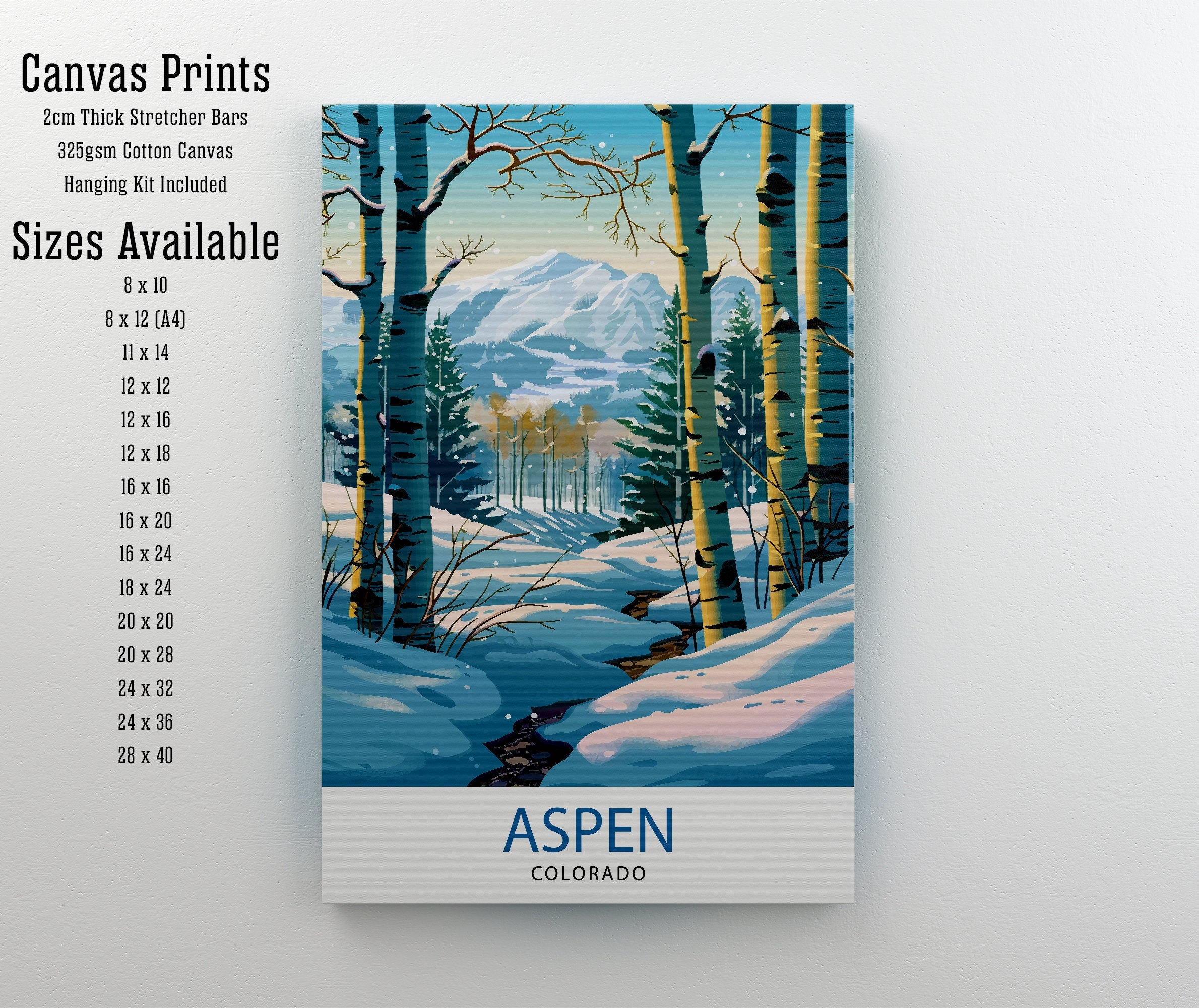 Aspen Colorado Travel Print Wall Decor Wall Art Aspen Wall Hanging Home Décor Aspen Gift Art Lovers Colorado Art Lover Gift Print Art
