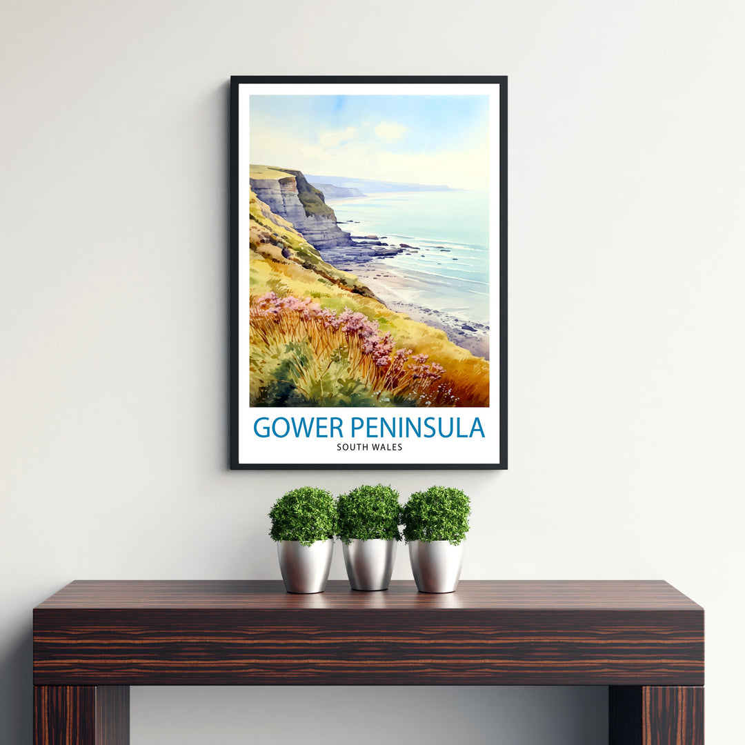 Gower Peninsula Wales Travel Poster