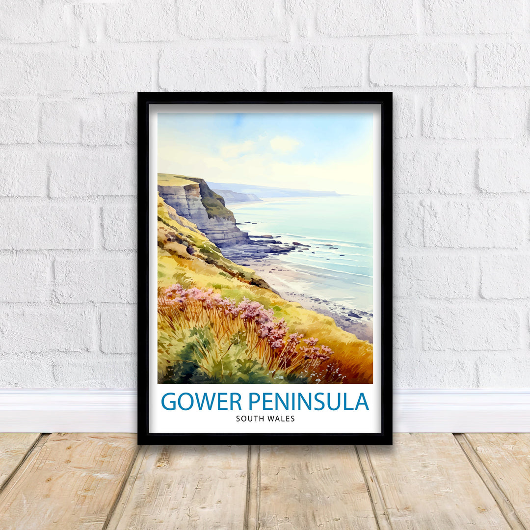 Gower Peninsula Wales Travel Print Wall Decor Wall Art Gower Peninsula Wall Hanging Home Décor Gower Peninsula Gift Art Lovers Wales Art