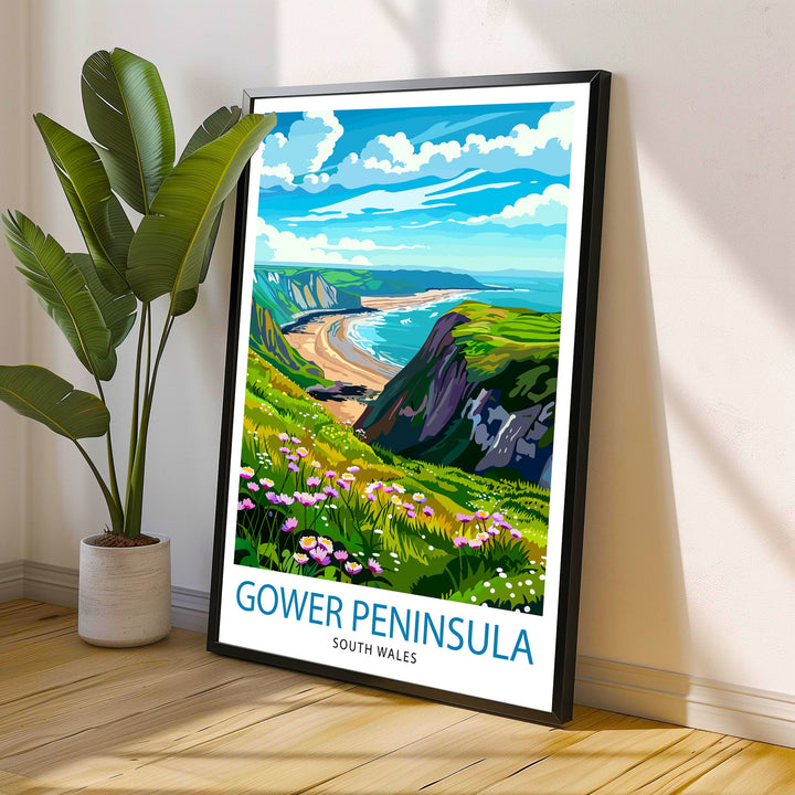 Gower Peninsula Wales Travel Poster