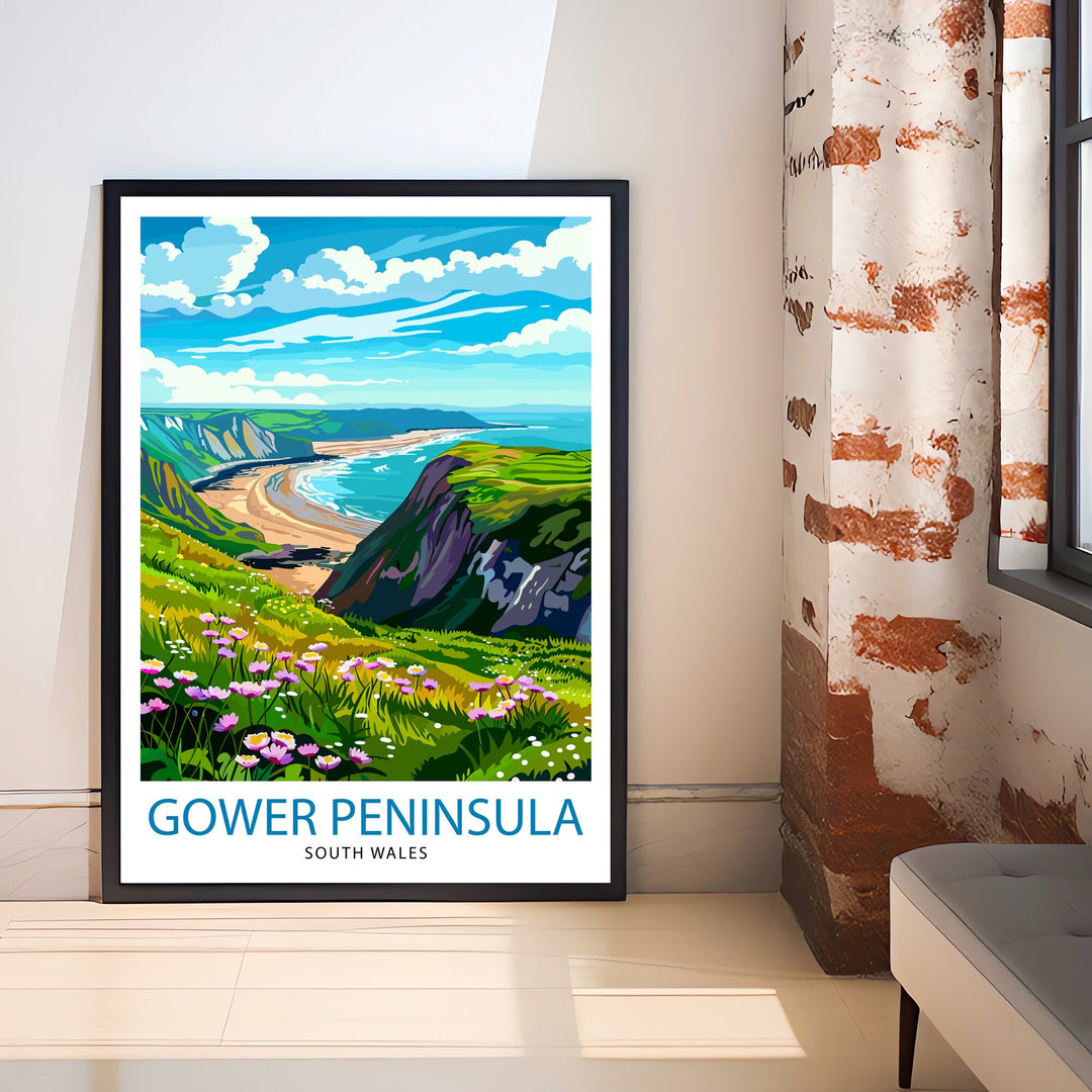 Gower Peninsula Wales Travel Print Wall Decor Wall Art Gower Peninsula Wall Hanging Home Décor Gower Peninsula Gift Art Lovers Wales Art