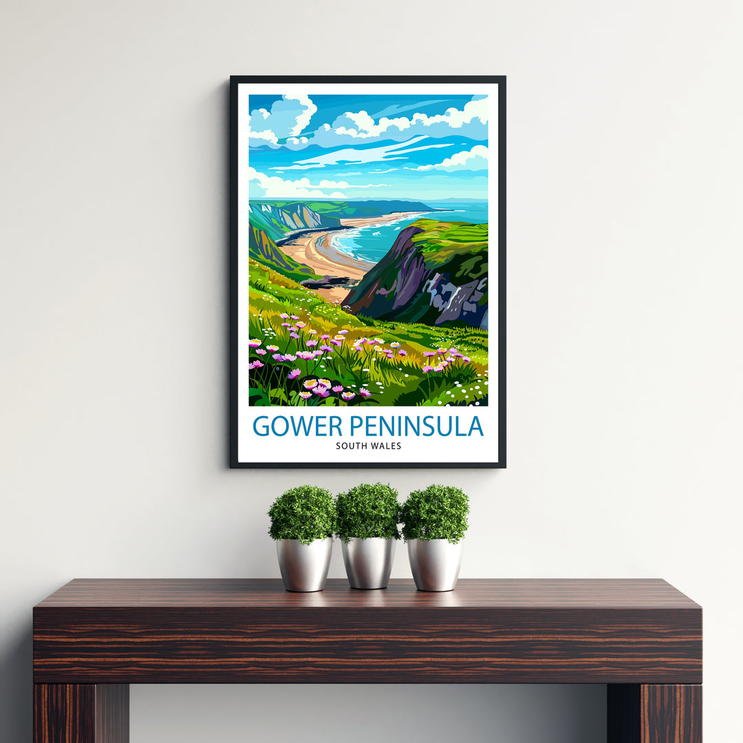 Gower Peninsula Wales Travel Print Wall Decor Wall Art Gower Peninsula Wall Hanging Home Décor Gower Peninsula Gift Art Lovers Wales Art