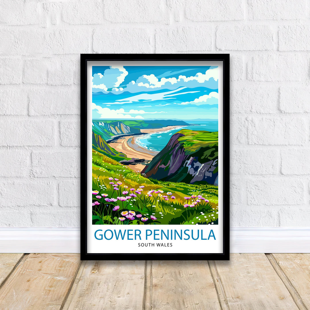 Gower Peninsula Wales Travel Print Wall Decor Wall Art Gower Peninsula Wall Hanging Home Décor Gower Peninsula Gift Art Lovers Wales Art