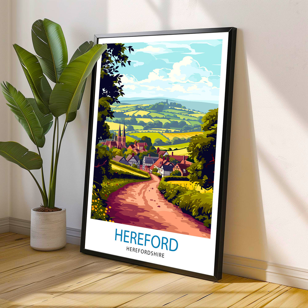 Hereford Herefordshire Travel Print Wall Decor Wall Art Hereford Wall Hanging Home Décor Hereford Gift Art Lovers England Art Lover