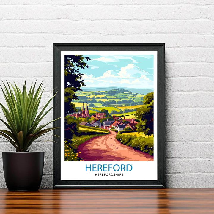 Hereford Herefordshire Travel Print Wall Decor Wall Art Hereford Wall Hanging Home Décor Hereford Gift Art Lovers England Art Lover