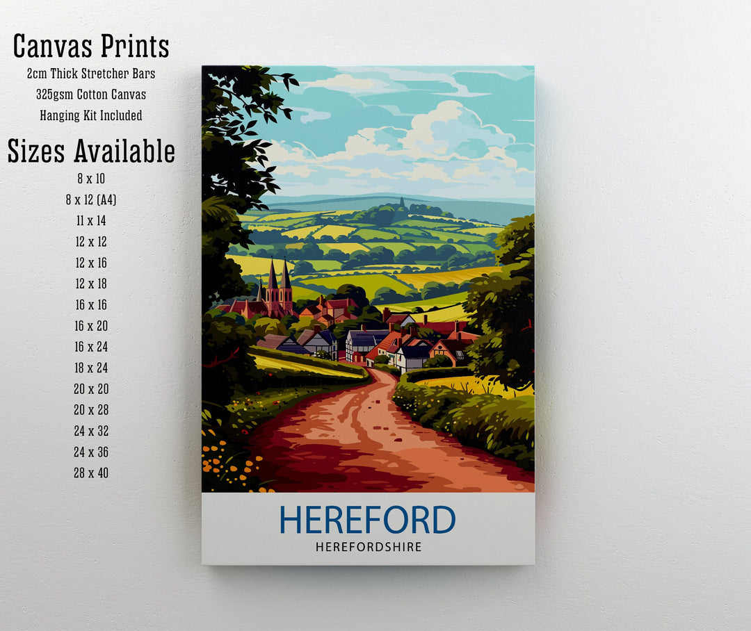 Hereford Herefordshire Travel Print Wall Decor Wall Art Hereford Wall Hanging Home Décor Hereford Gift Art Lovers England Art Lover