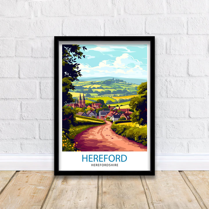 Hereford Herefordshire Travel Print Wall Decor Wall Art Hereford Wall Hanging Home Décor Hereford Gift Art Lovers England Art Lover