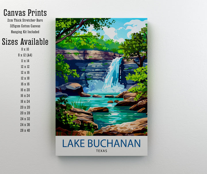 Lake Buchanan Texas Travel Print Wall Decor Wall Art Lake Buchanan Wall Hanging Home Décor Lake Buchanan Gift Art Lovers Texas Art Lover