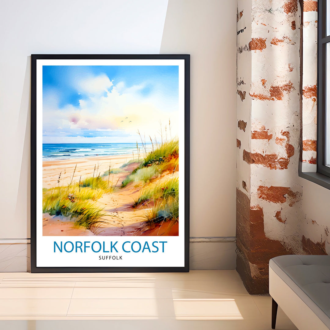 Norfolk Coast Travel Poster Wall Art Norfolk Coast Wall Hanging Home Décor Norfolk Coast Gift Art Lovers UK Art Lover Gift Poster Art