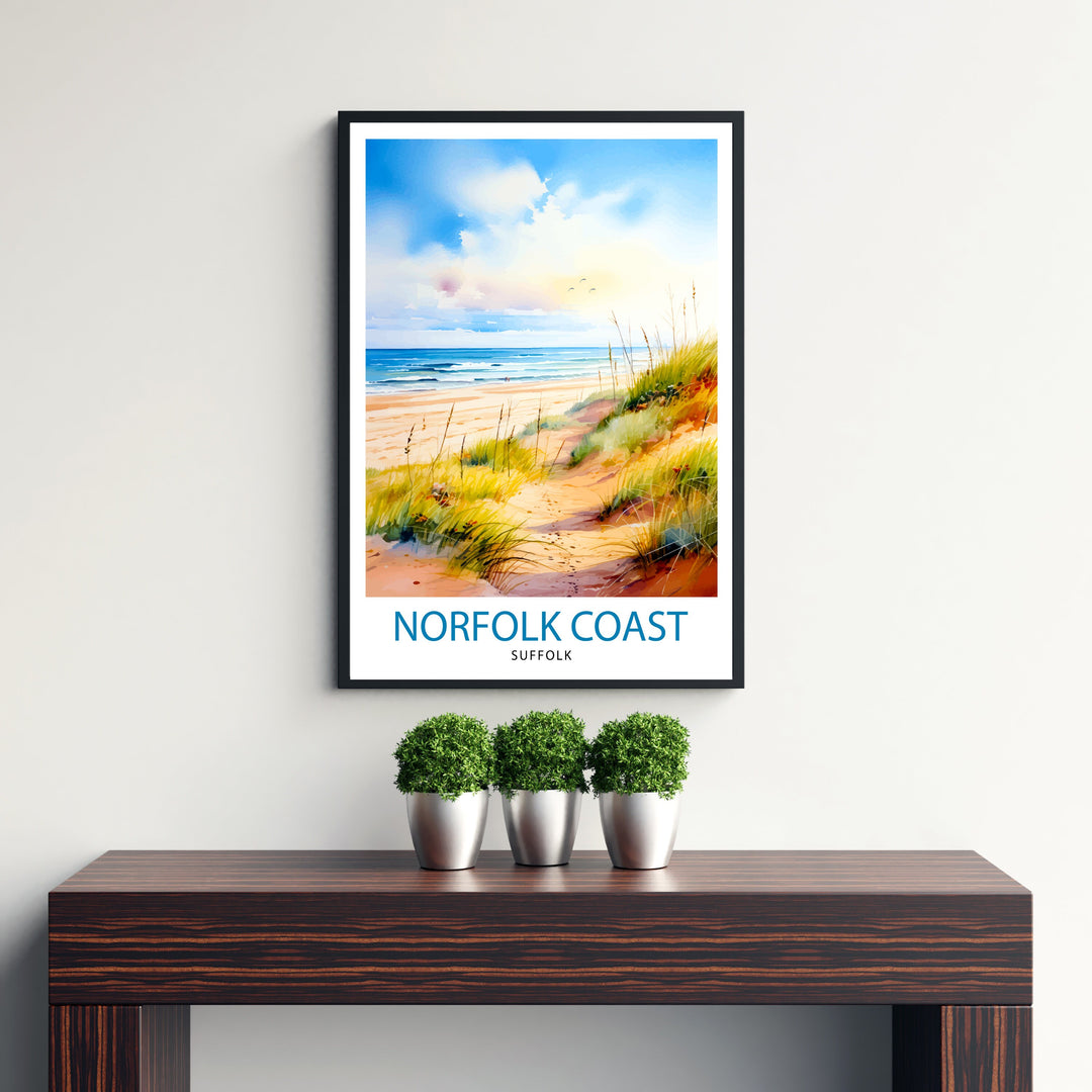 Norfolk Coast Travel Poster Wall Art Norfolk Coast Wall Hanging Home Décor Norfolk Coast Gift Art Lovers UK Art Lover Gift Poster Art