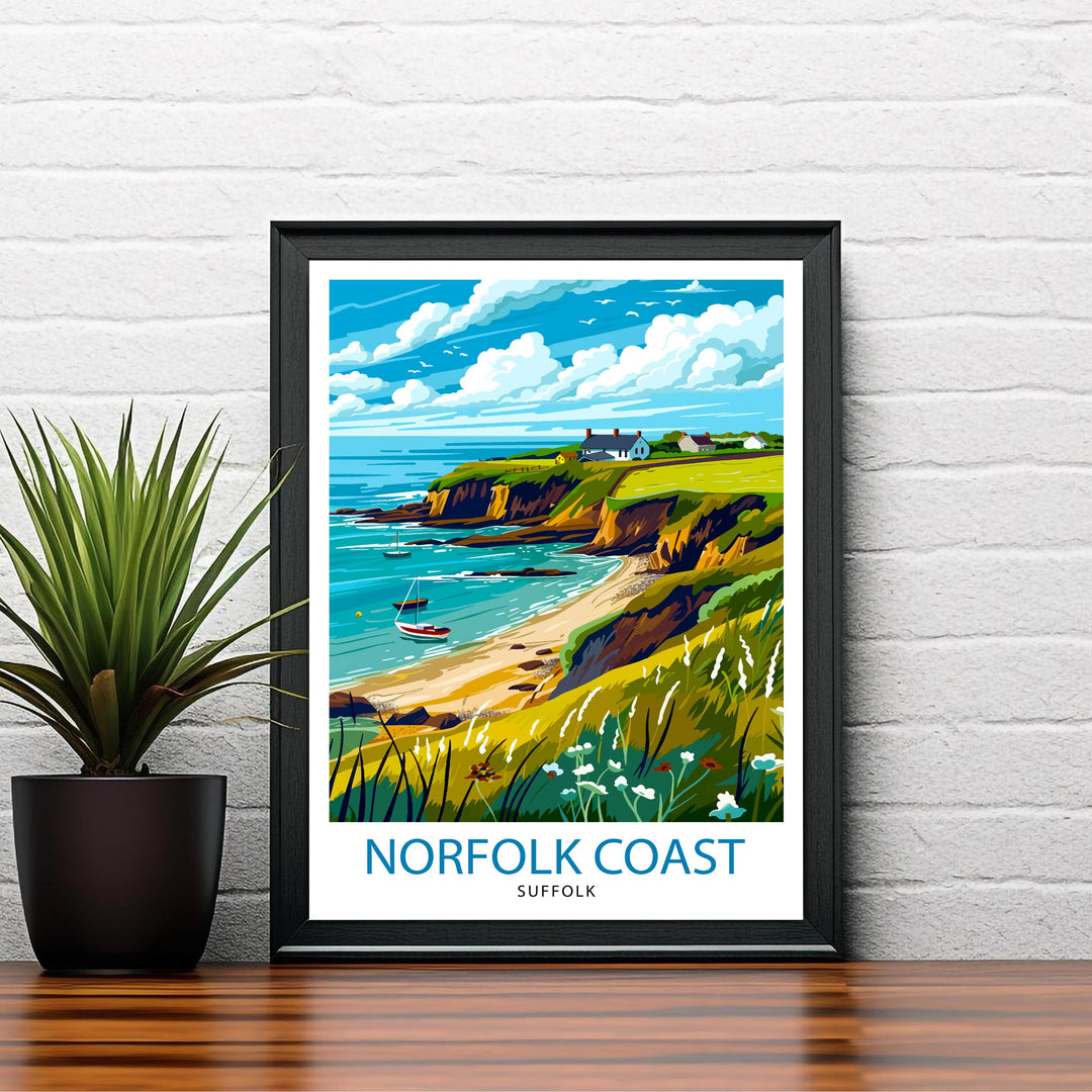 Norfolk Coast Travel Print Wall Art Norfolk Coast Wall Hanging Home Décor Norfolk Coast Gift Art Lovers UK Art Lover Gift Print Art