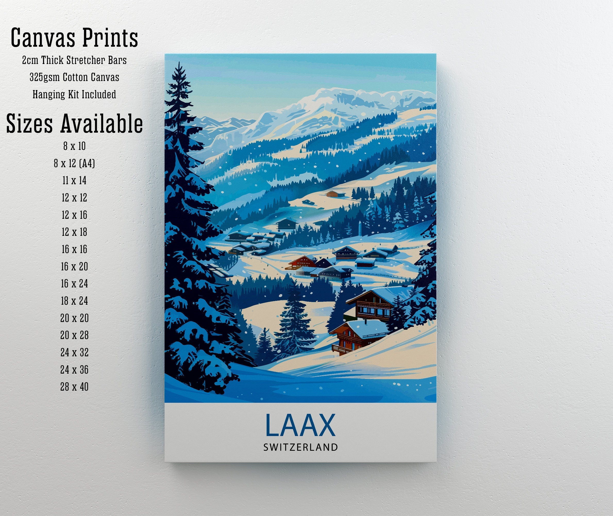 Laax Switzerland Ski Resort Travel Print Wall Art Laax Wall Hanging Home Décor Laax Gift Art Lovers Switzerland Art Lover Gift Print