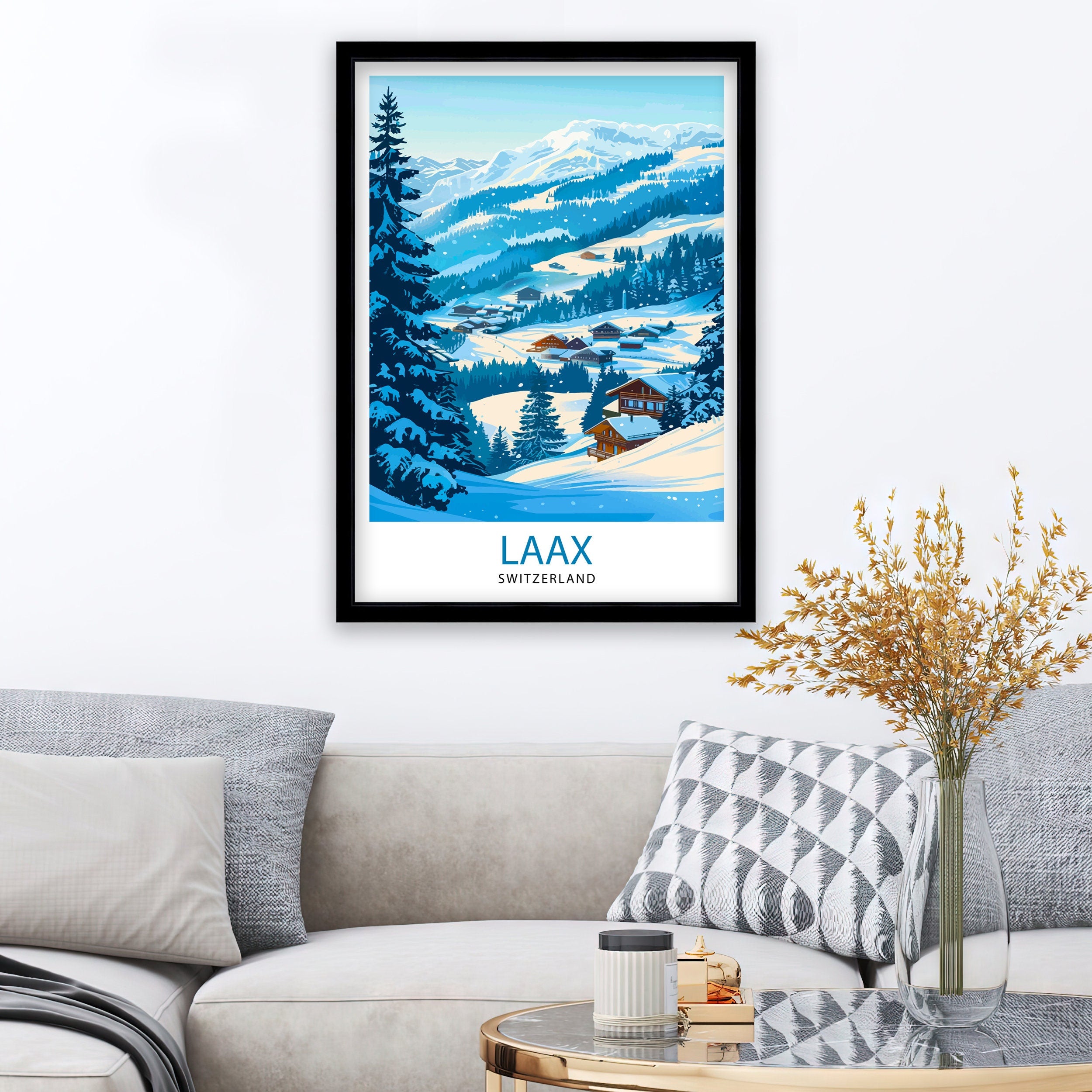 Laax Switzerland Ski Resort Travel Print Wall Art Laax Wall Hanging Home Décor Laax Gift Art Lovers Switzerland Art Lover Gift Print