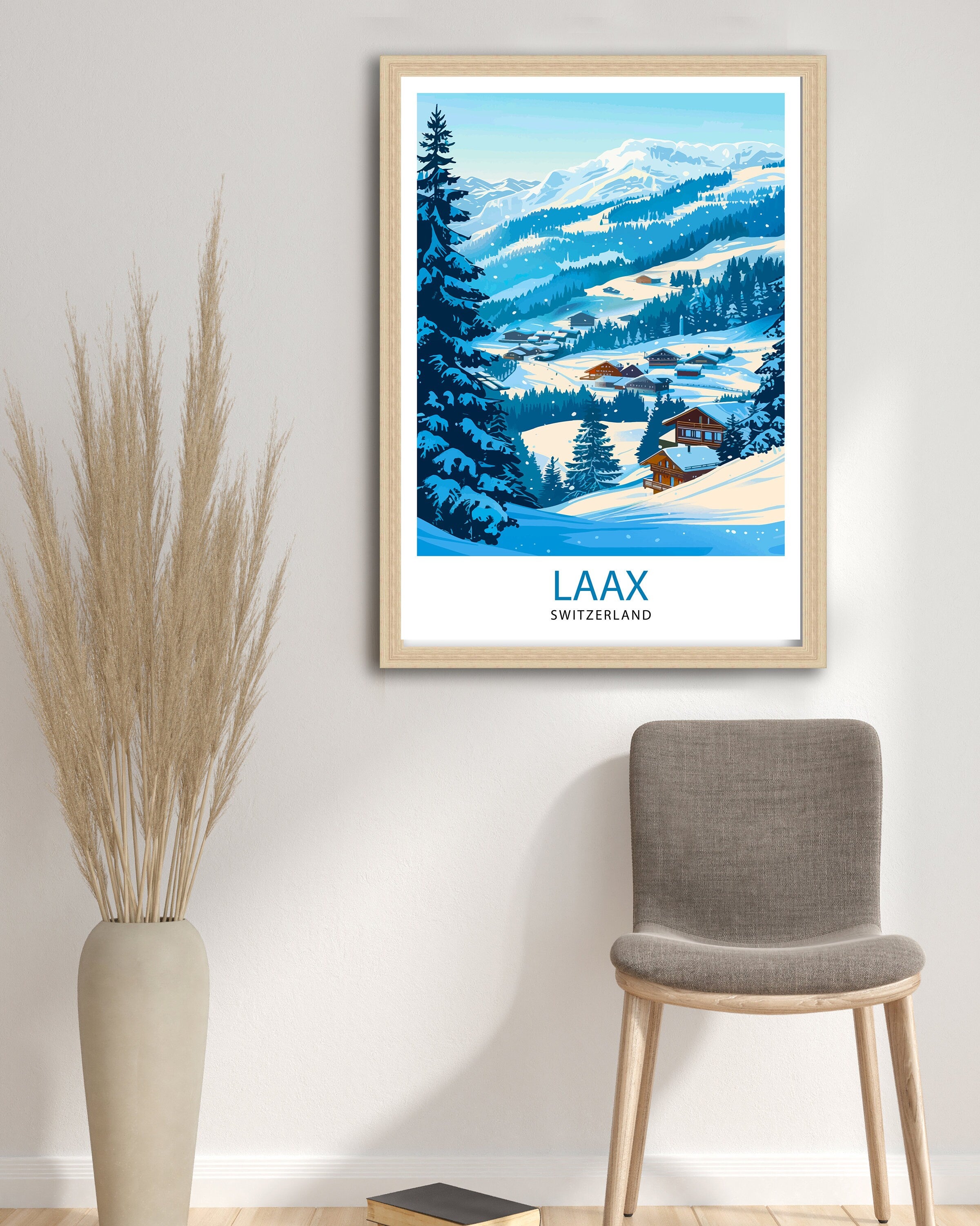 Laax Switzerland Ski Resort Travel Print Wall Art Laax Wall Hanging Home Décor Laax Gift Art Lovers Switzerland Art Lover Gift Print