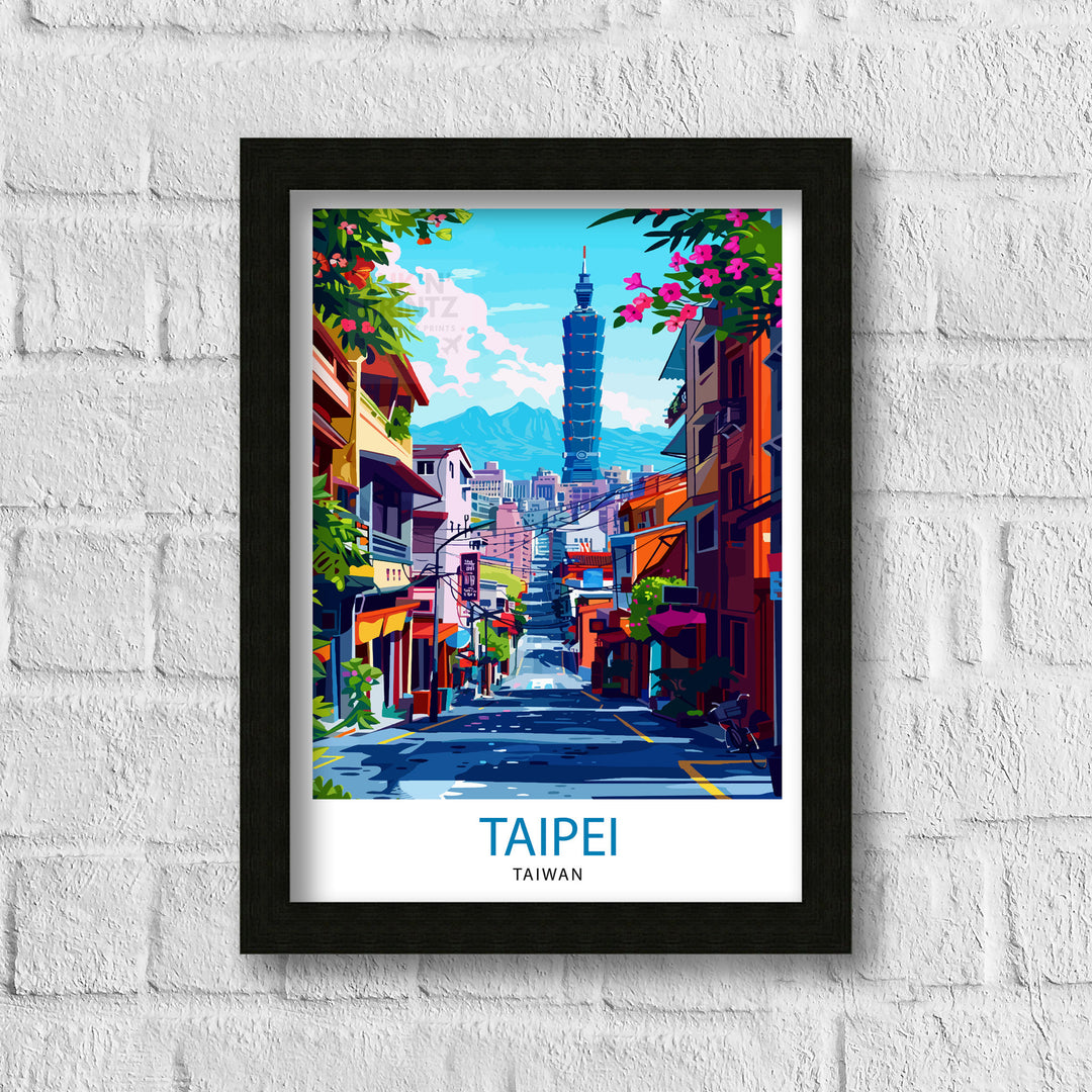 Taipei City Taiwan Travel Print Wall Art Taipei City Wall Hanging Home Décor Taipei City Gift Art Lovers Taiwan Art Lover Gift Print Art