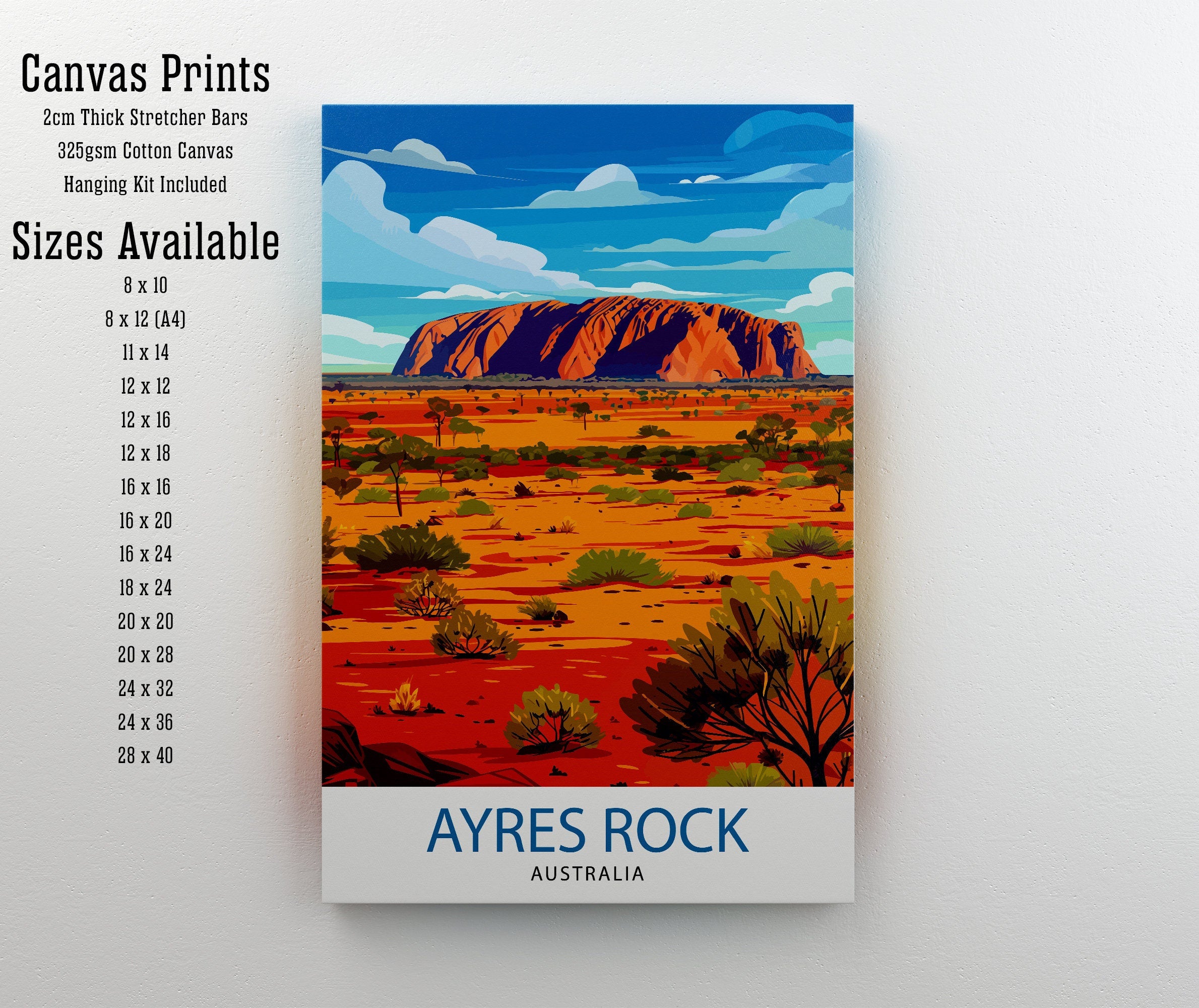 Ayers Rock Australia Travel Print Wall Art Uluru Wall Hanging Home Décor Uluru Gift Art Lovers Australia Art Lover Gift Print Art