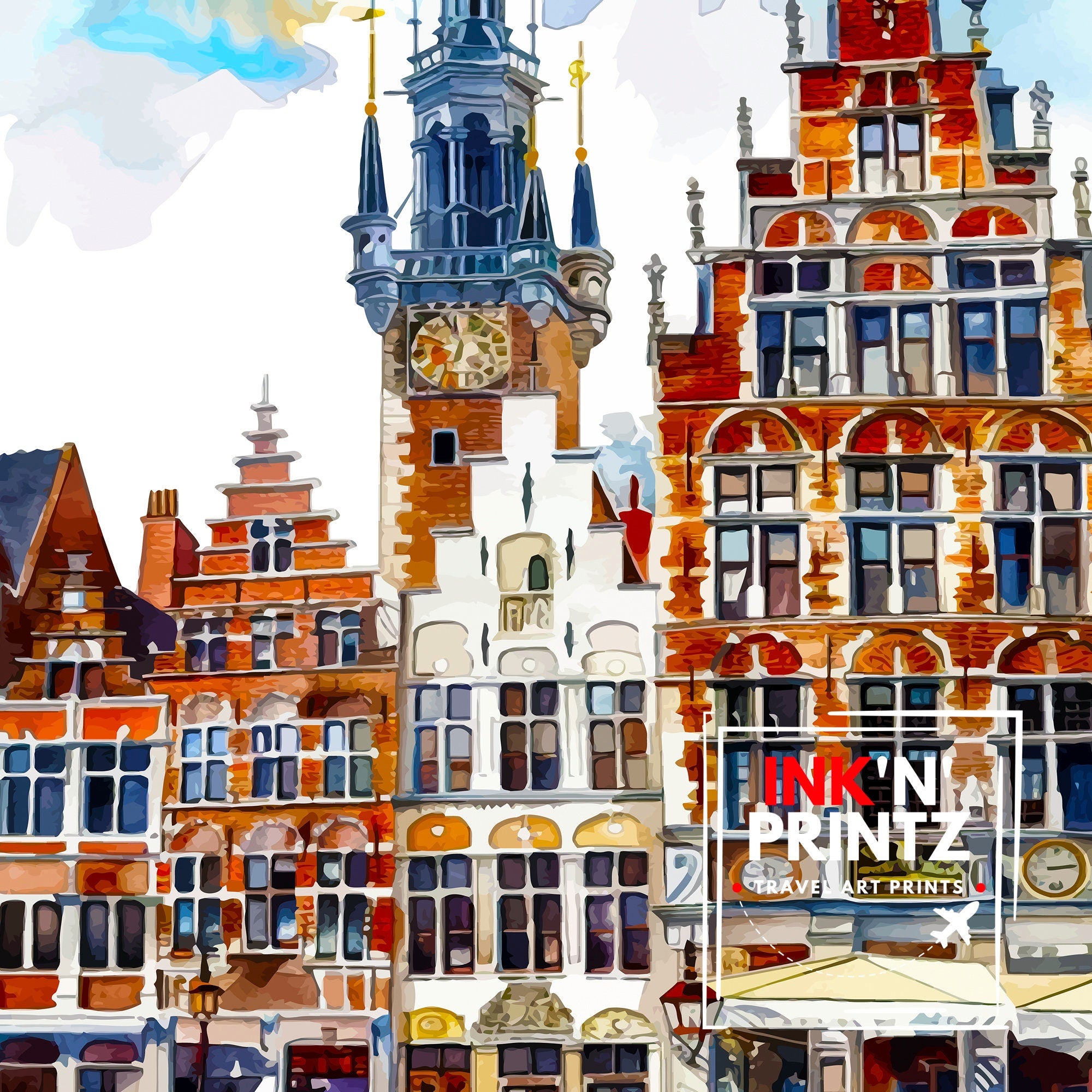 Brussels Belgium Travel Print Brussels Wall Decor Brussels Poster Belgium Travel Prints Brussels Art Print Brussels Illustration Brussels