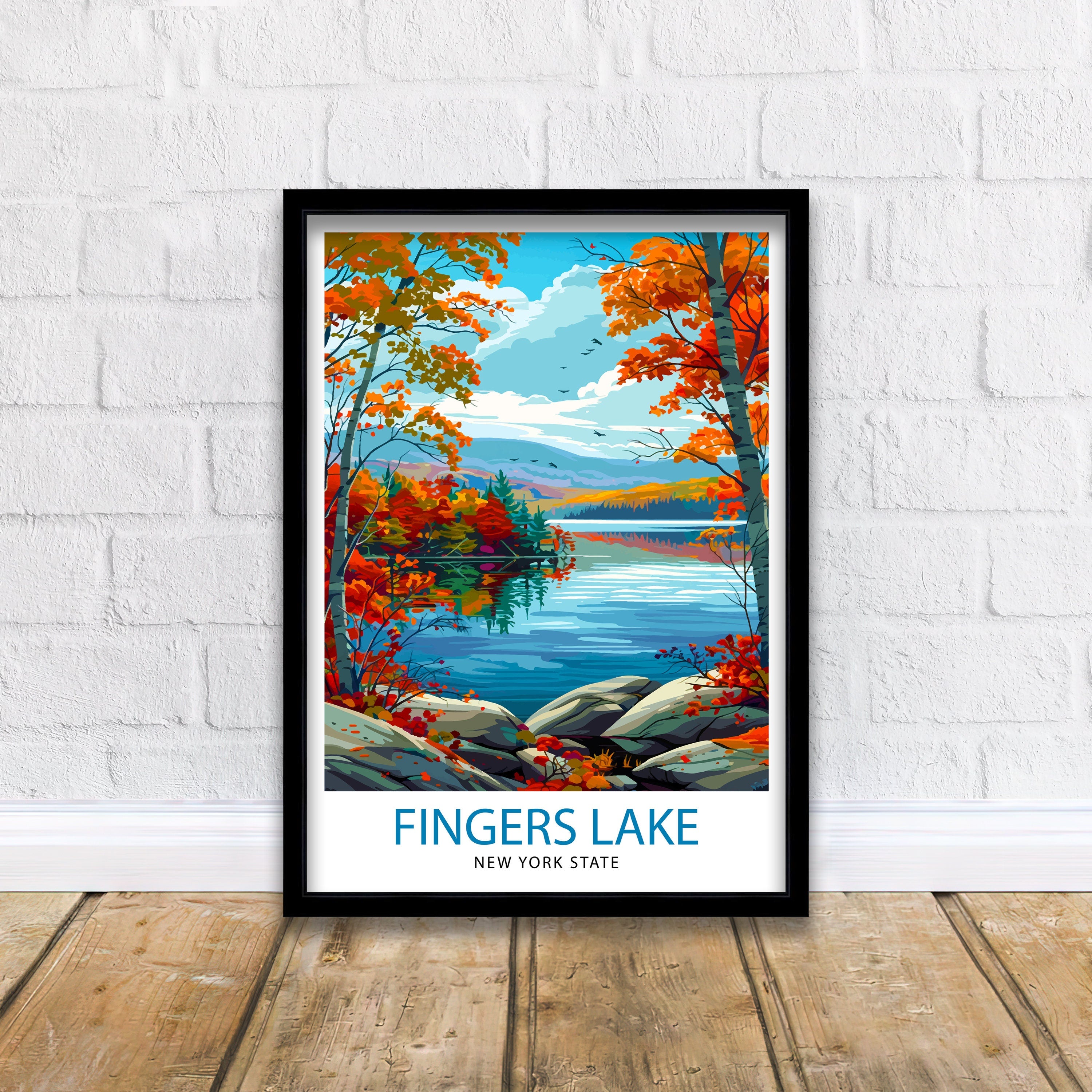 Finger Lakes New York State Travel Print| Finger Lakes Wall Decor Finger Lakes Poster New York State Travel Prints Finger Lakes Art Print