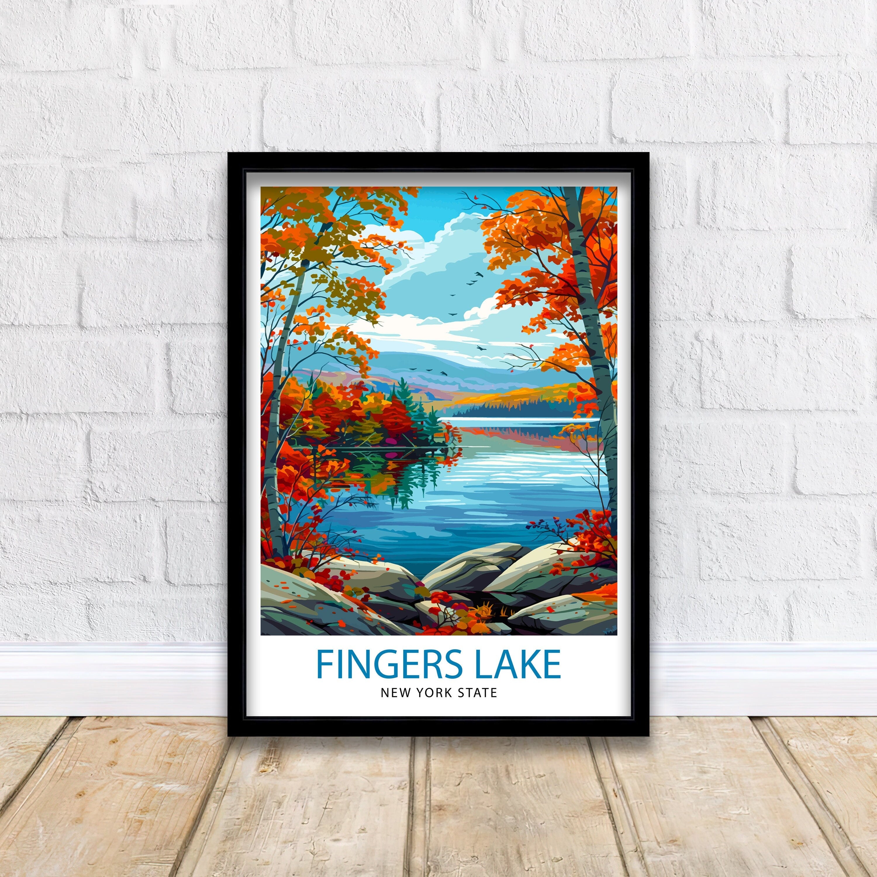 Finger Lakes New York State Travel Print| Finger Lakes Wall Decor Finger Lakes Poster New York State Travel Prints Finger Lakes Art Print
