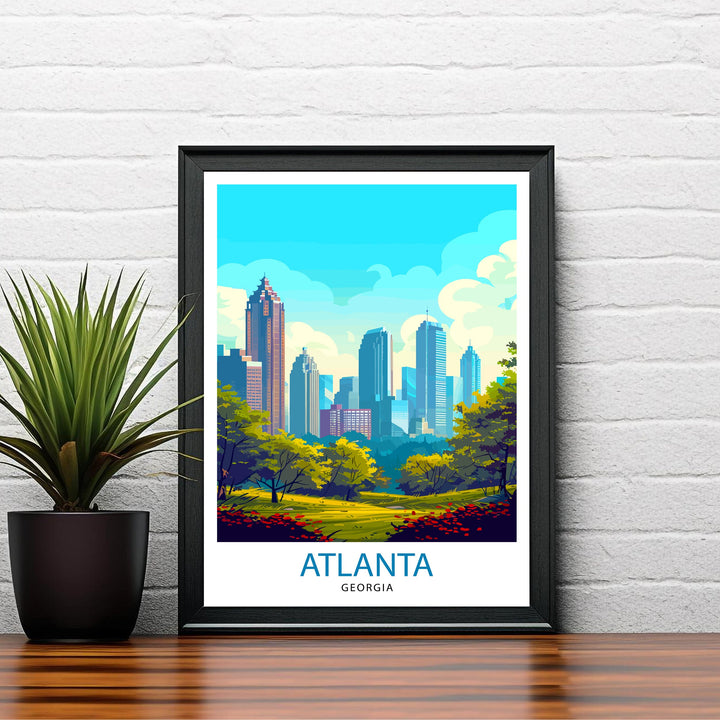 Atlanta Travel Print Atlanta Wall Decor Atlanta Home Living Decor Atlanta Illustration Travel Poster Gift for Atlanta Georgia Home Decor