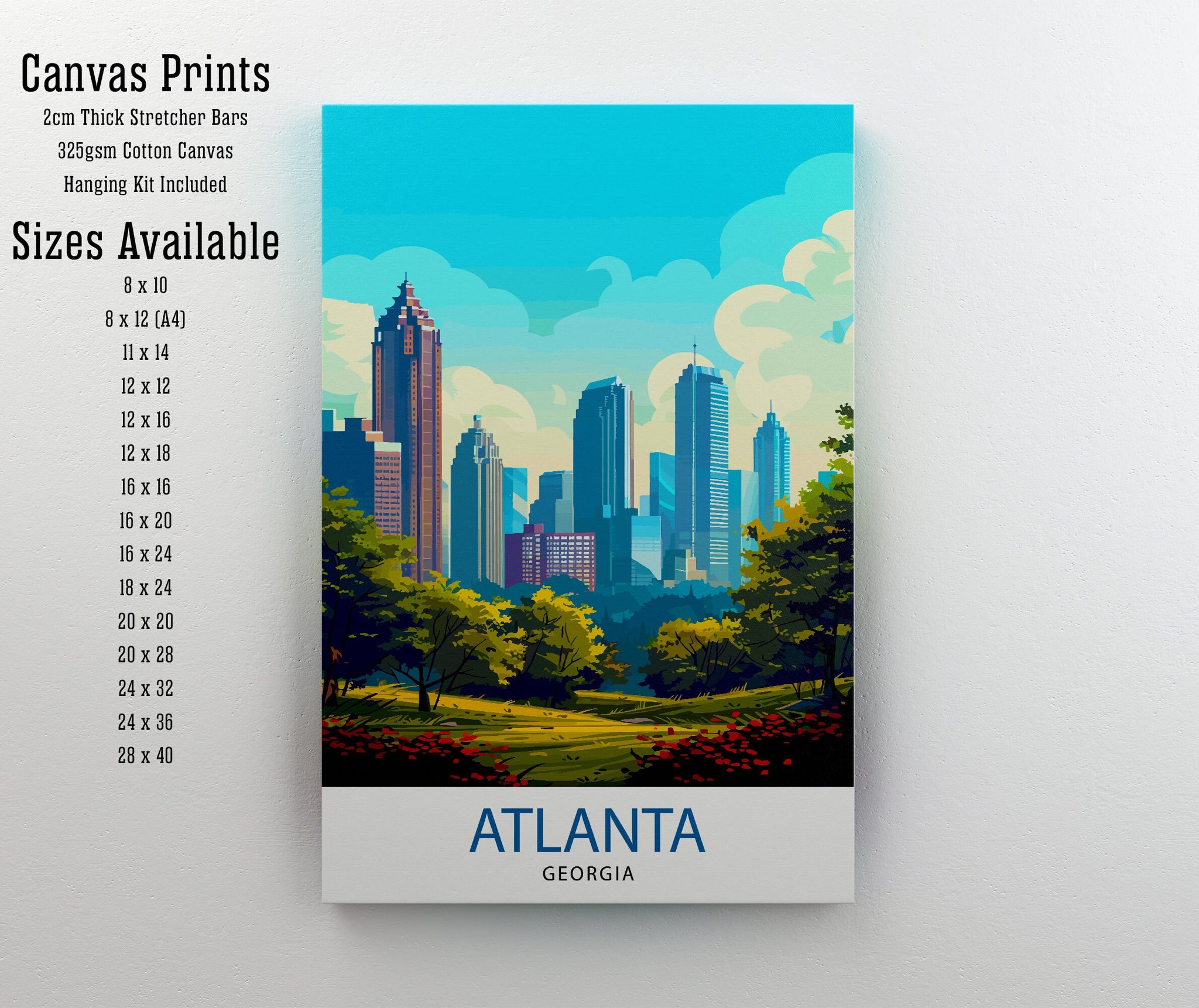Atlanta Travel Print Atlanta Wall Decor Atlanta Home Living Decor Atlanta Illustration Travel Poster Gift for Atlanta Georgia Home Decor