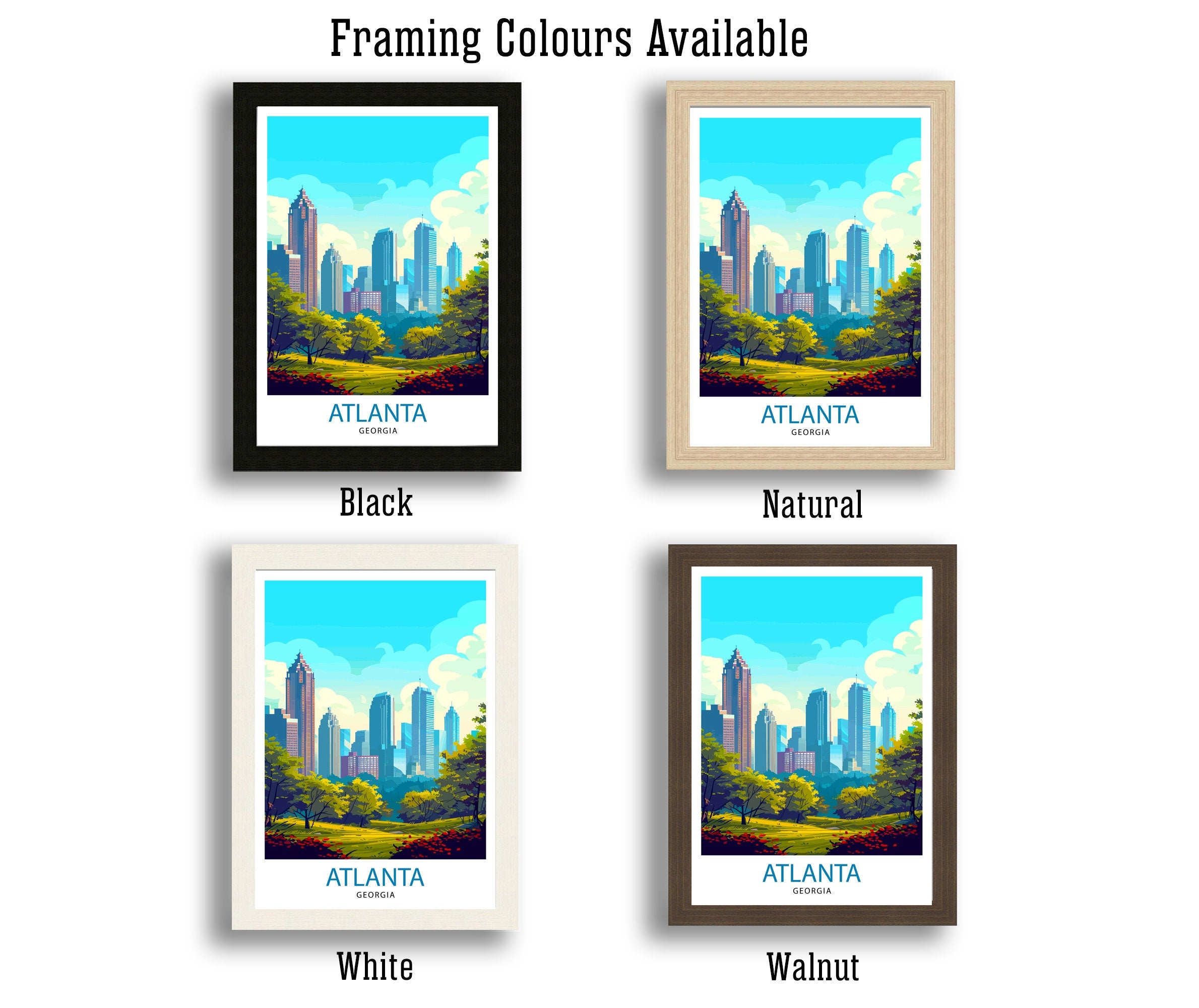Atlanta Travel Print Atlanta Wall Decor Atlanta Home Living Decor Atlanta Illustration Travel Poster Gift for Atlanta Georgia Home Decor