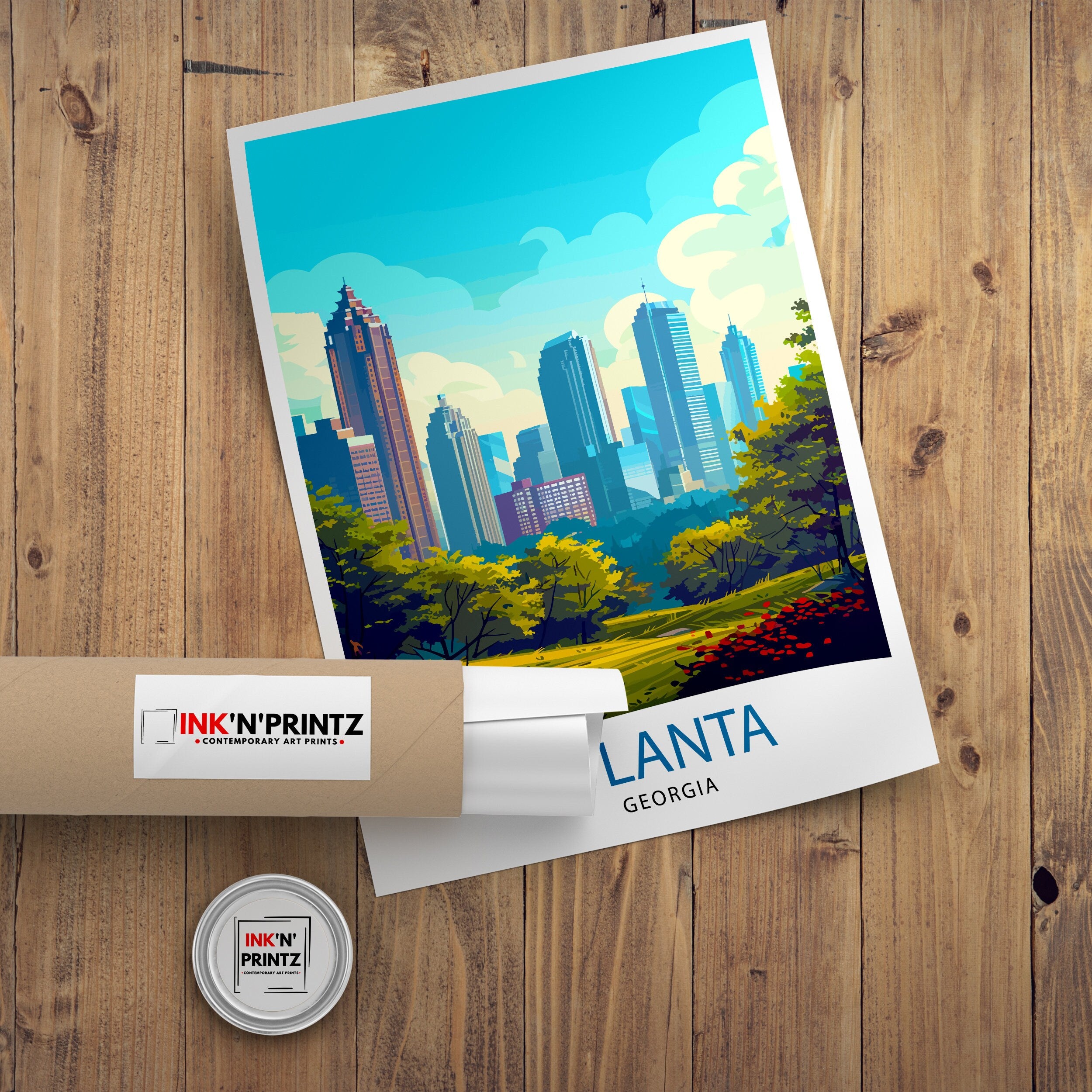 Atlanta Travel Print Atlanta Wall Decor Atlanta Home Living Decor Atlanta Illustration Travel Poster Gift for Atlanta Georgia Home Decor