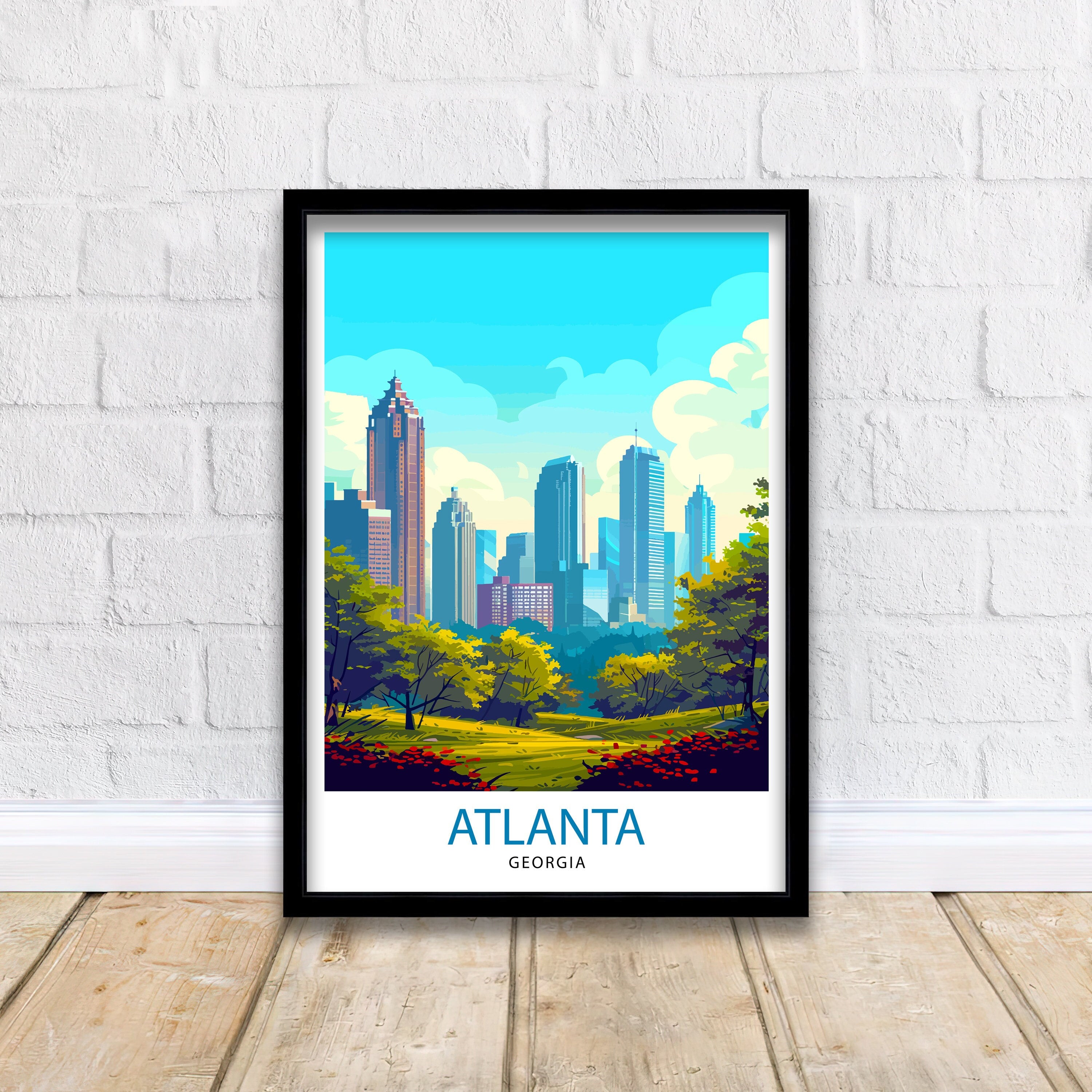 Atlanta Travel Print Atlanta Wall Decor Atlanta Home Living Decor Atlanta Illustration Travel Poster Gift for Atlanta Georgia Home Decor