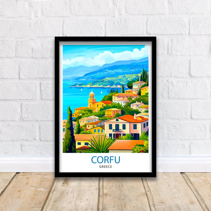 Corfu Greece Travel Print Corfu Island Wall Decor Greek Island Poster Corfu Travel Prints Mediterranean Art Print Corfu Illustration Greece