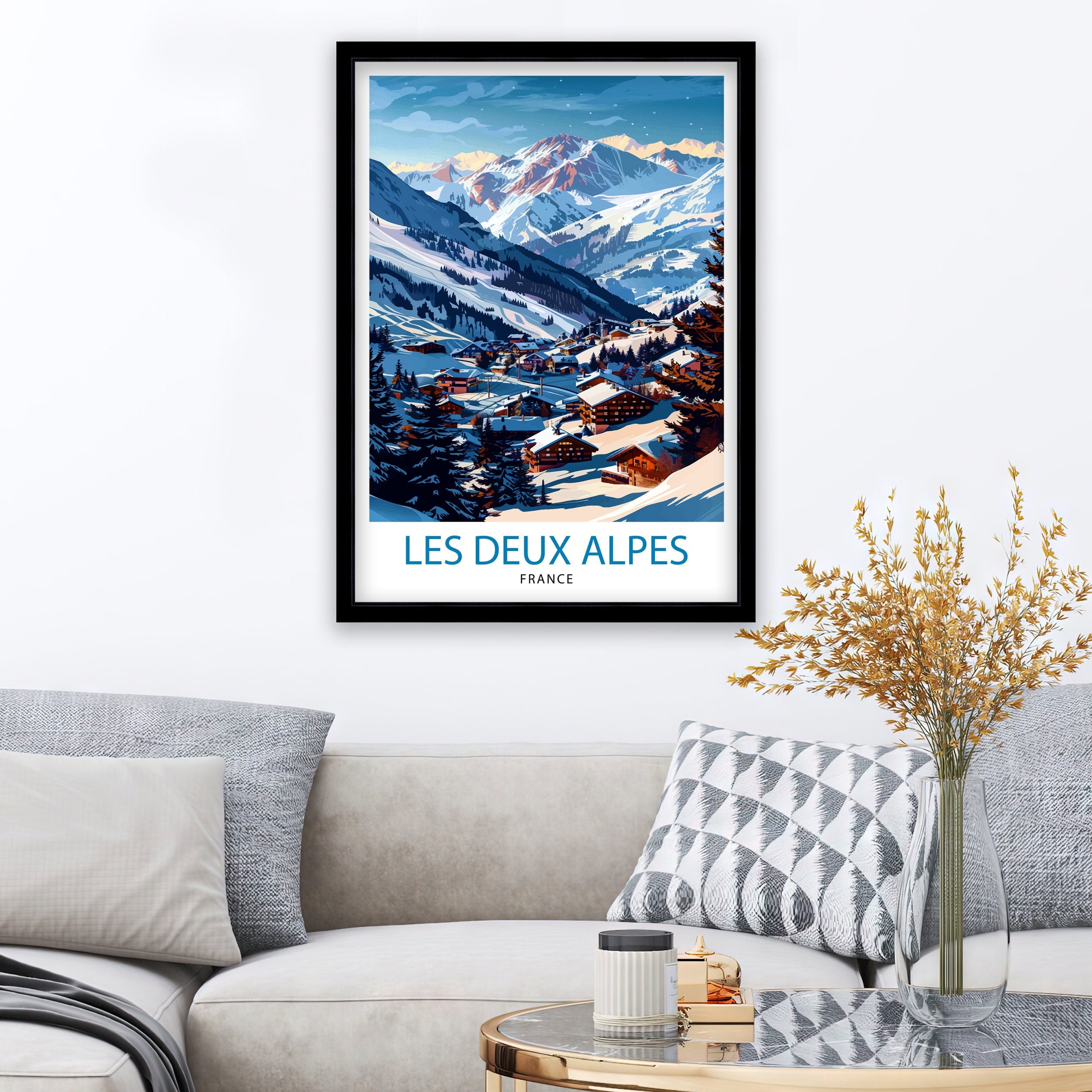 Les Deux Alpes Ski Resort Travel Print Wall Decor Art Les Deux Alpes Wall Hanging Home Décor Les Deux Alpes Gift Art Lovers France Art Lover