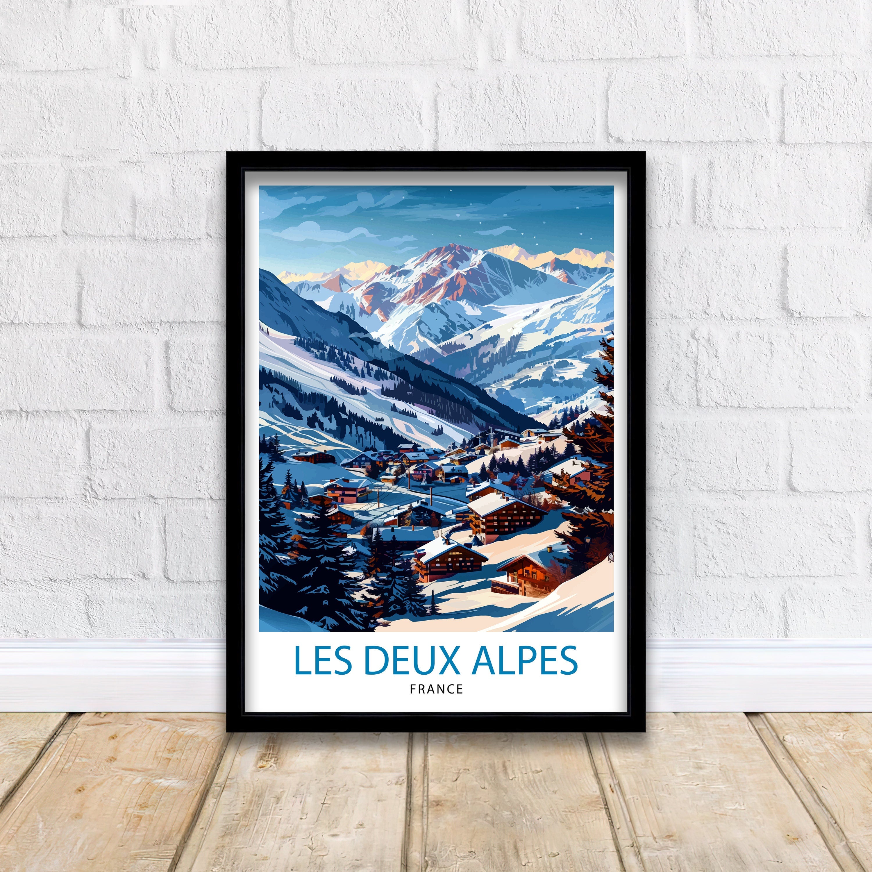 Les Deux Alpes Ski Resort Travel Print Wall Decor Art Les Deux Alpes Wall Hanging Home Décor Les Deux Alpes Gift Art Lovers France Art Lover
