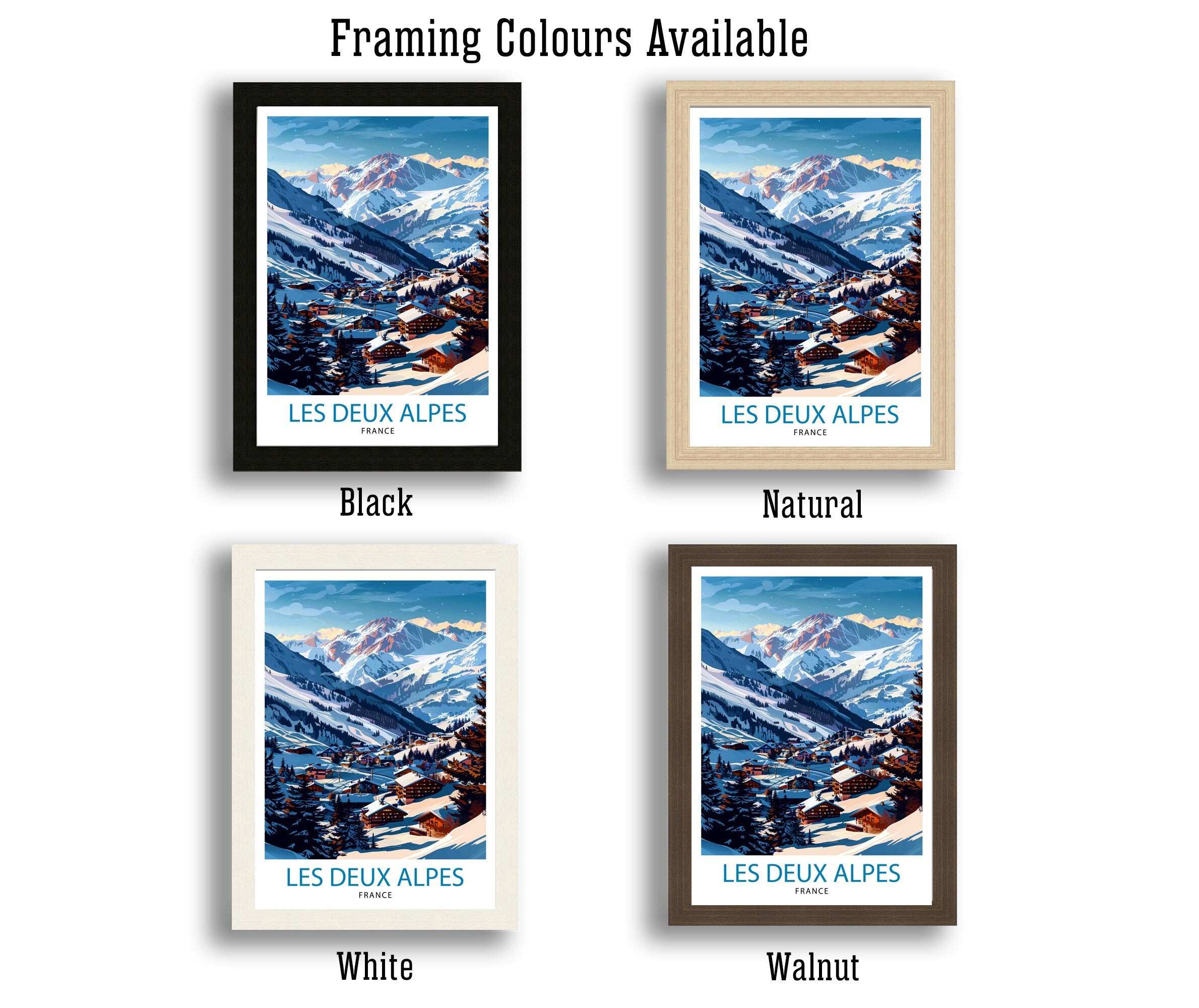Les Deux Alpes Ski Resort Travel Print Wall Decor Art Les Deux Alpes Wall Hanging Home Décor Les Deux Alpes Gift Art Lovers France Art Lover