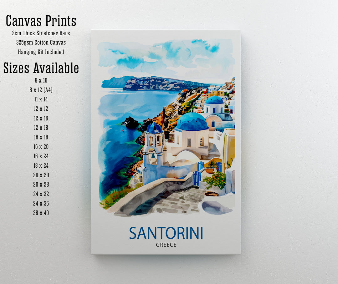 Santorini Greece Travel Print Santorini Wall Decor Santorini Island Poster Greece Travel Prints Santorini Art Print Santorini Illustration