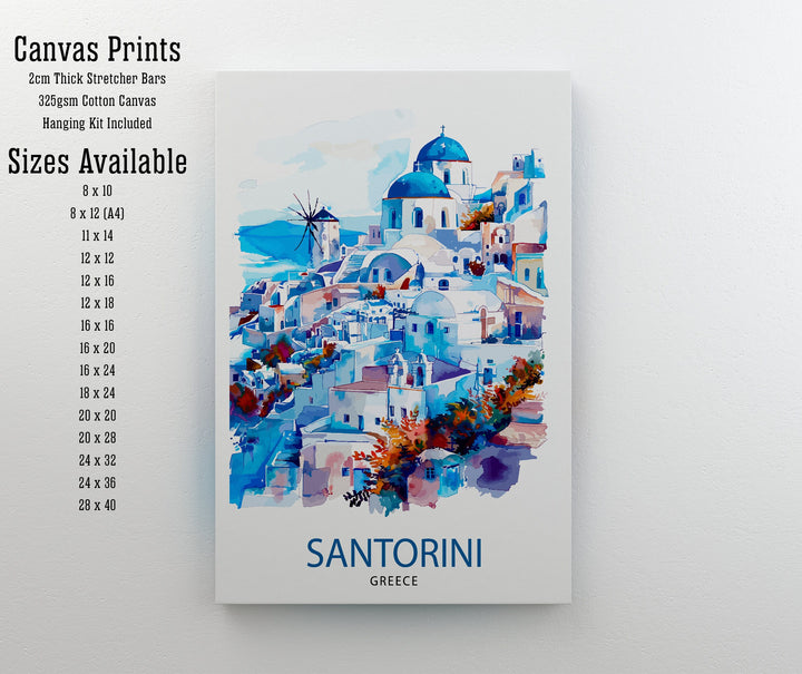 Santorini Greece Travel Print Santorini Wall Decor Santorini Island Poster Greece Travel Prints Santorini Art Print Santorini Illustration