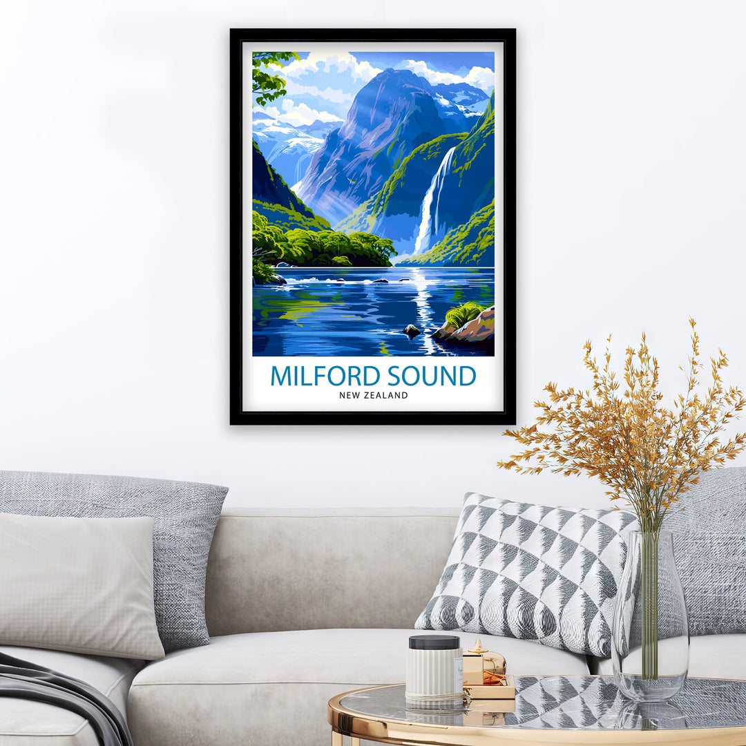 Milford Sound New Zealand Travel Print Wall Art Milford Sound Wall Hanging Home Décor Milford Sound Gift Art Lovers New Zealand Art Lover