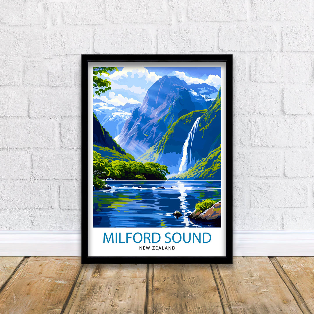 Milford Sound New Zealand Travel Poster Wall Art Milford Sound Wall Hanging Home Décor Milford Sound Gift Art Lovers New Zealand Art Lover