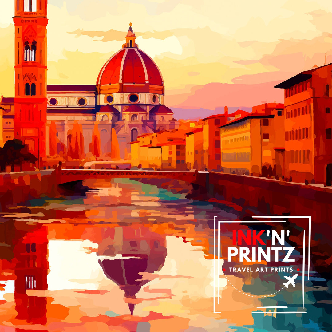 Florence Italy Travel Print Florence Wall Decor Florence Home Living Decor Florence Italy Illustration Travel Poster Gift for Florence